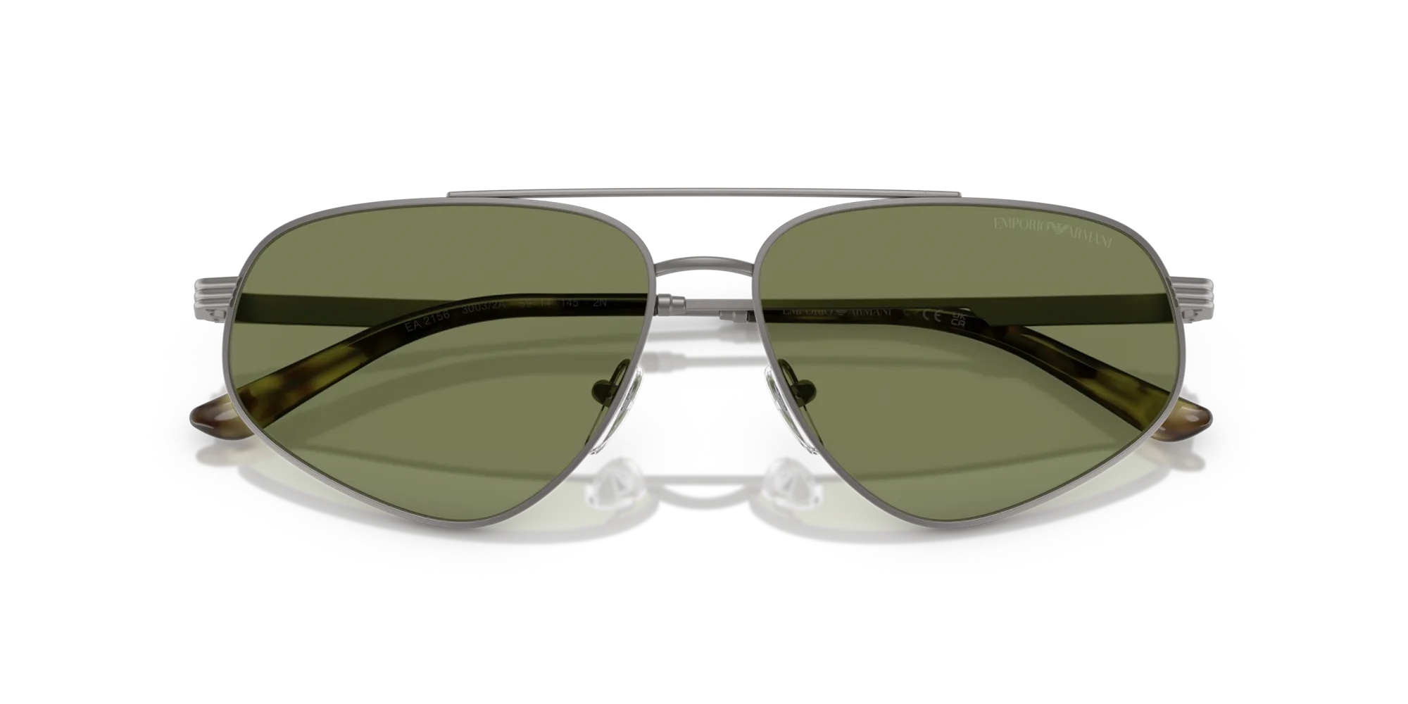 Emporio Armani EA2156 30032A Occhiali da sole Metallo Grigio Verde Pilot Normale - immagine 2