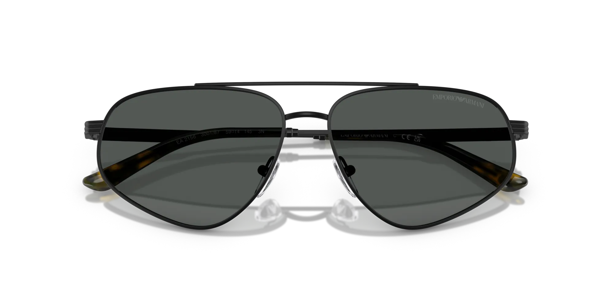 Emporio Armani EA2156 300187 Occhiali da sole Metallo Nero Grigio Pilot Normale - immagine 2