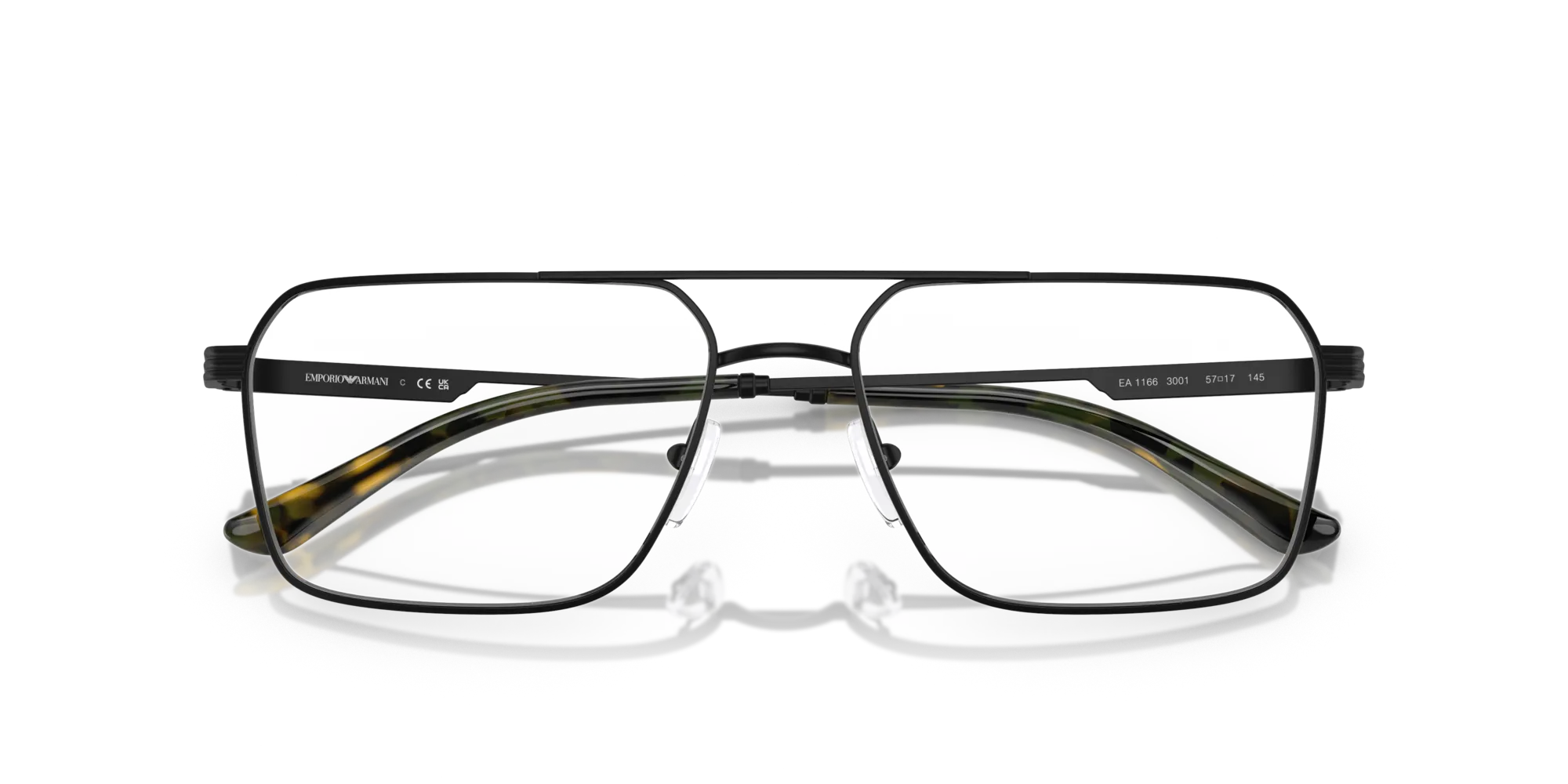 Emporio Armani EA1166 3001 Montature da vista Metallo Nero Trasparente Squadrata Normale - immagine 2