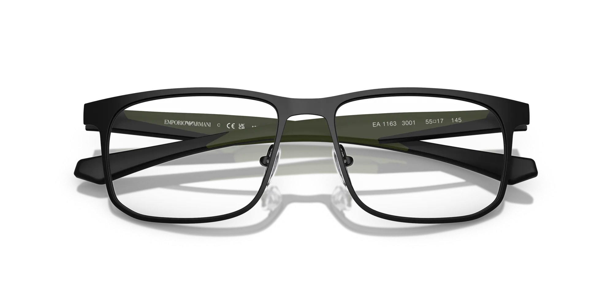 Emporio Armani EA1163 3001 Montature da vista Metallo Nero Trasparente Squadrata Normale - immagine 2