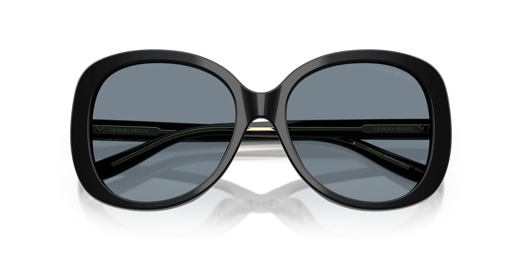 Giorgio Armani AR8229U 587556 Occhiali da sole Acetato Nero Blu Rotonda Normale - immagine 2