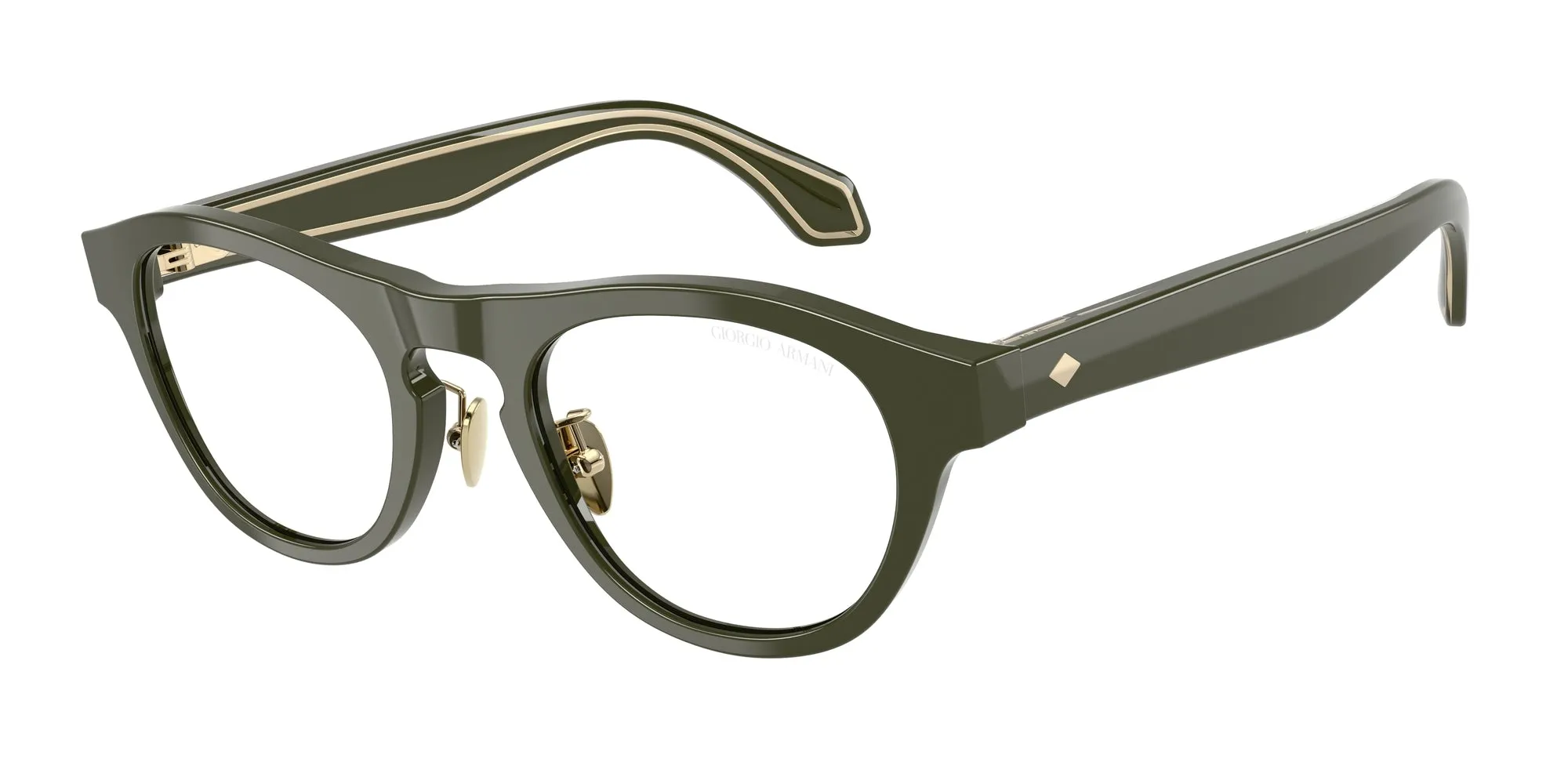 Giorgio Armani AR8225 61931W Occhiali da sole Acetato Verde Trasparente Rotonda Normale - immagine 1
