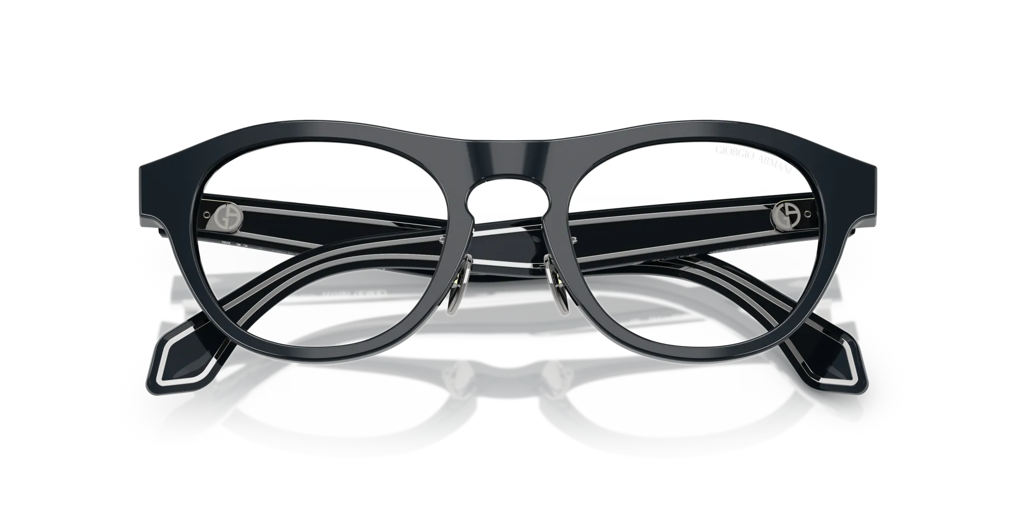 Giorgio Armani AR8225 61571W Occhiali da sole Acetato Blu Trasparente Rotonda Normale - immagine 2
