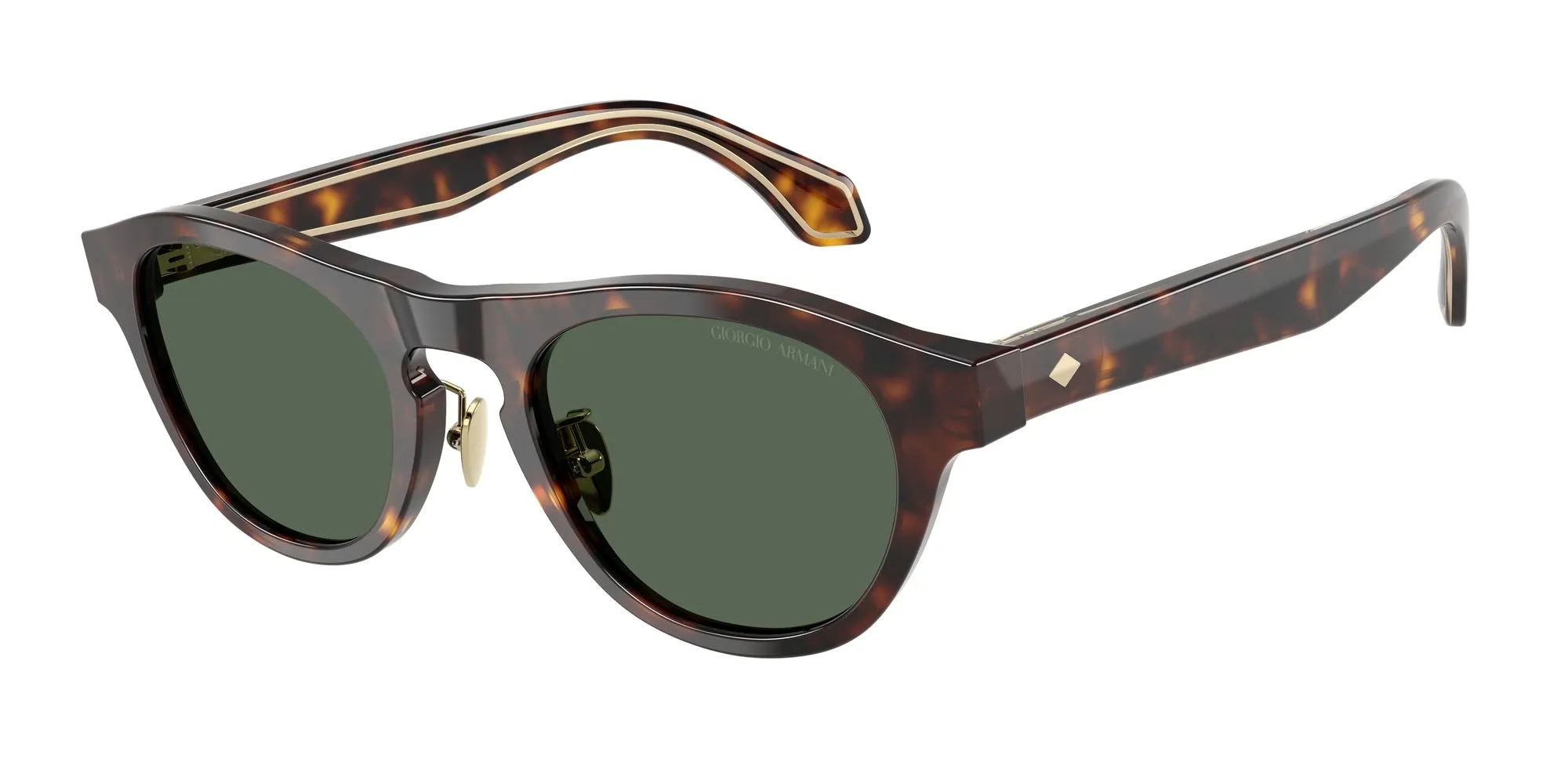Giorgio Armani AR8225 502671 Occhiali da sole Acetato Tartaruga Verde Rotonda Normale - immagine 1