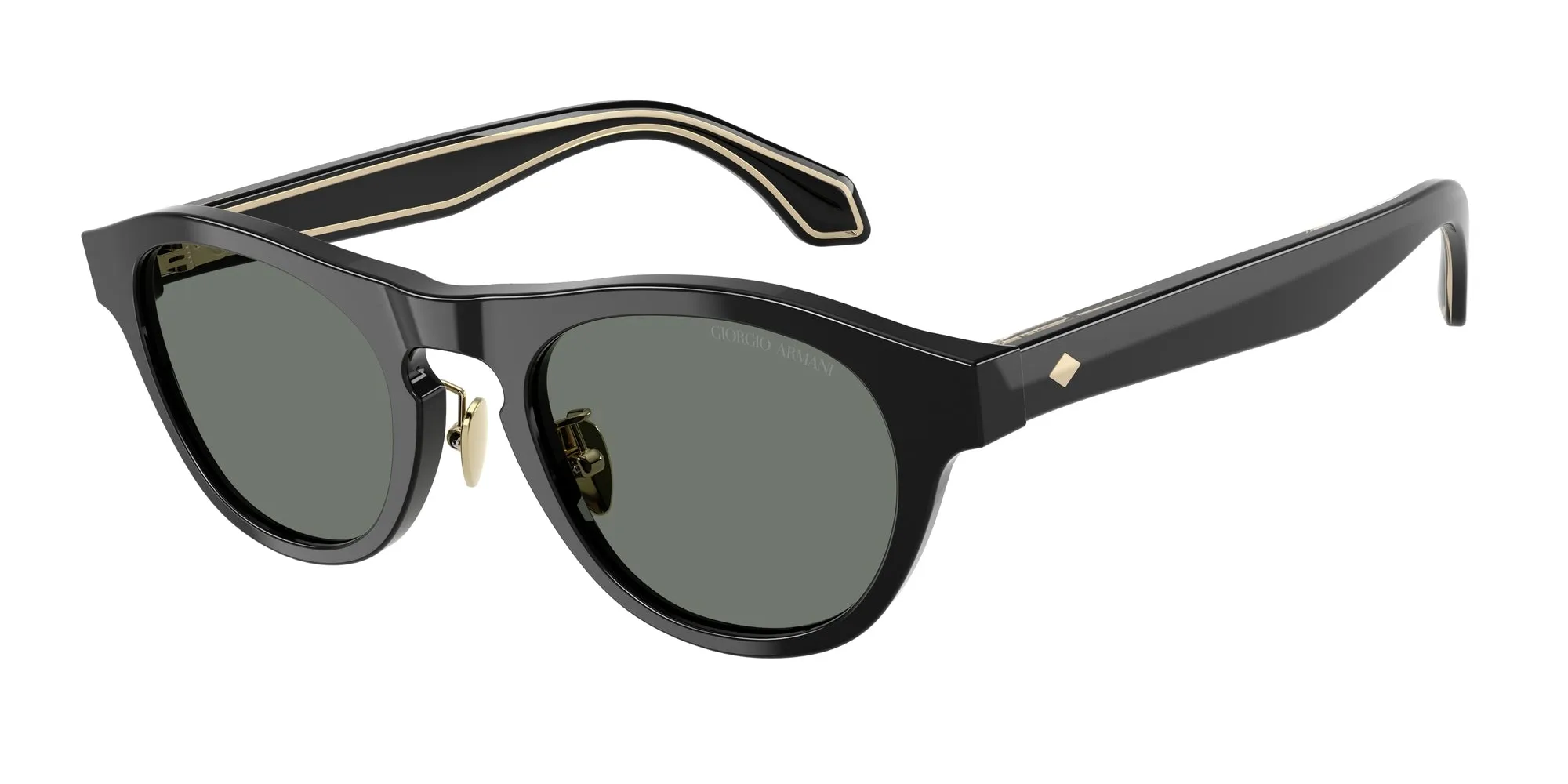 Giorgio Armani AR8225 500111 Occhiali da sole Acetato Nero Grigio Rotonda Normale - immagine 1