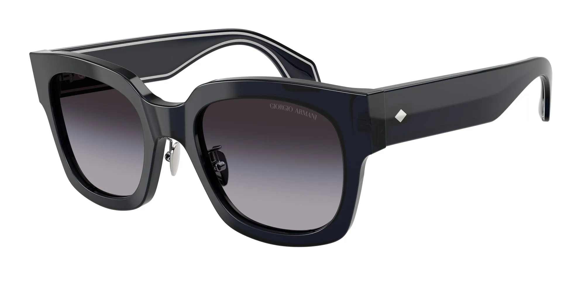 Giorgio Armani AR8223 61608G Occhiali da sole Acetato Blu Grigio Squadrata Normale Sfumato - immagine 1