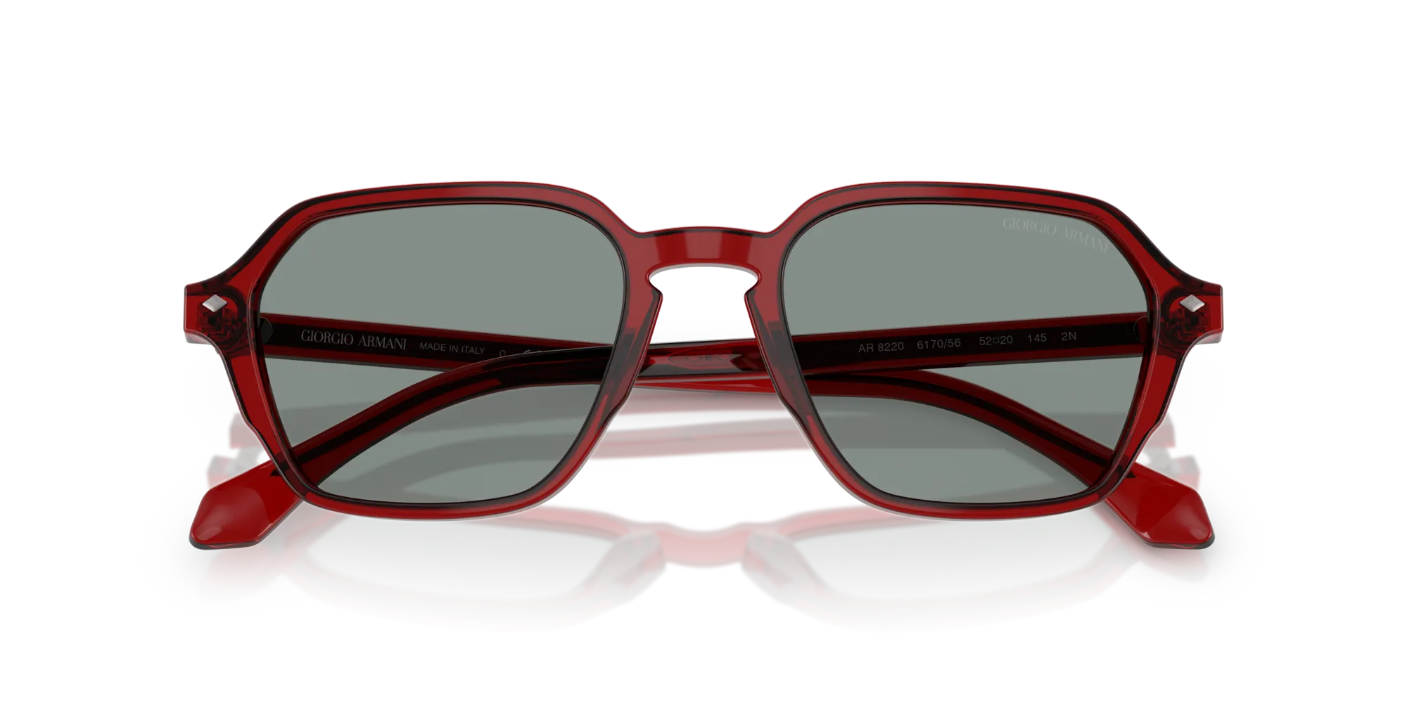 Giorgio Armani AR8220 617056 Occhiali da sole Acetato Rosso Blu Squadrata Normale - immagine 2