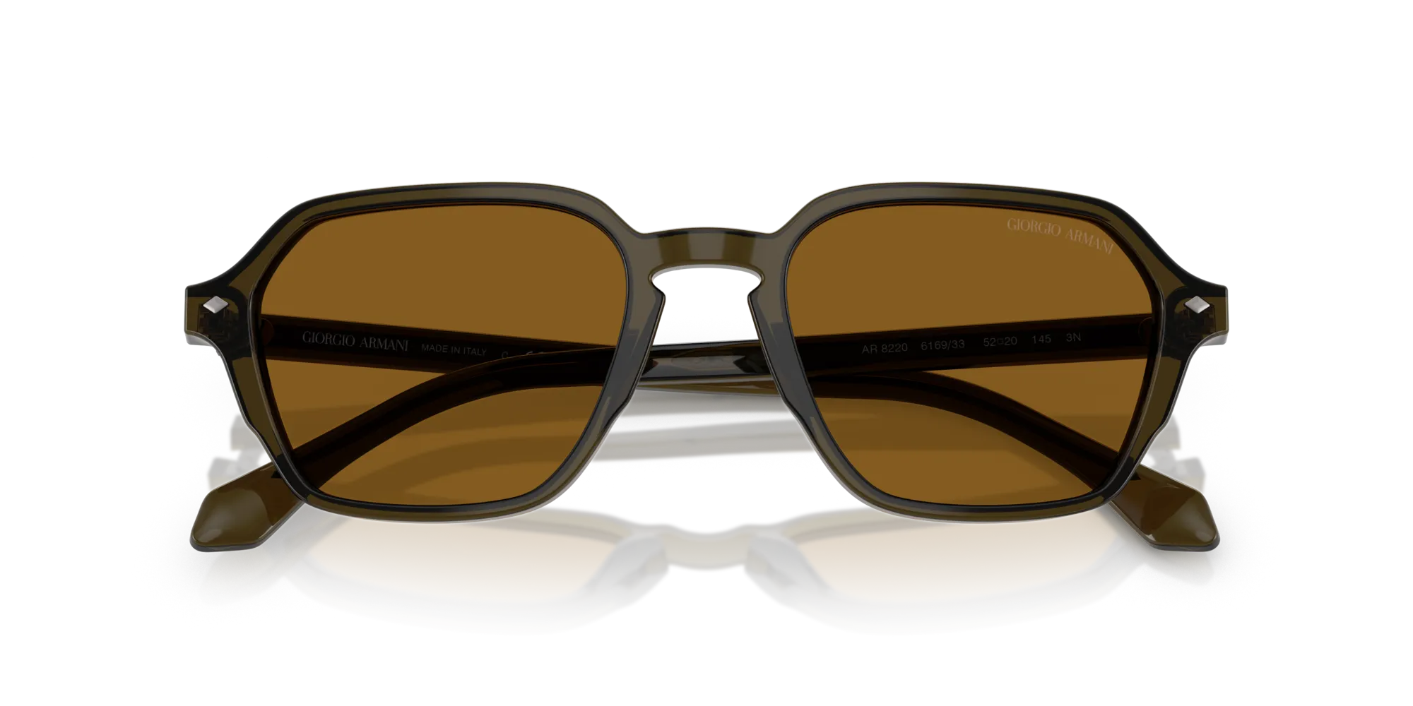 Giorgio Armani AR8220 616933 Occhiali da sole Acetato Verde Marrone Squadrata Normale - immagine 2
