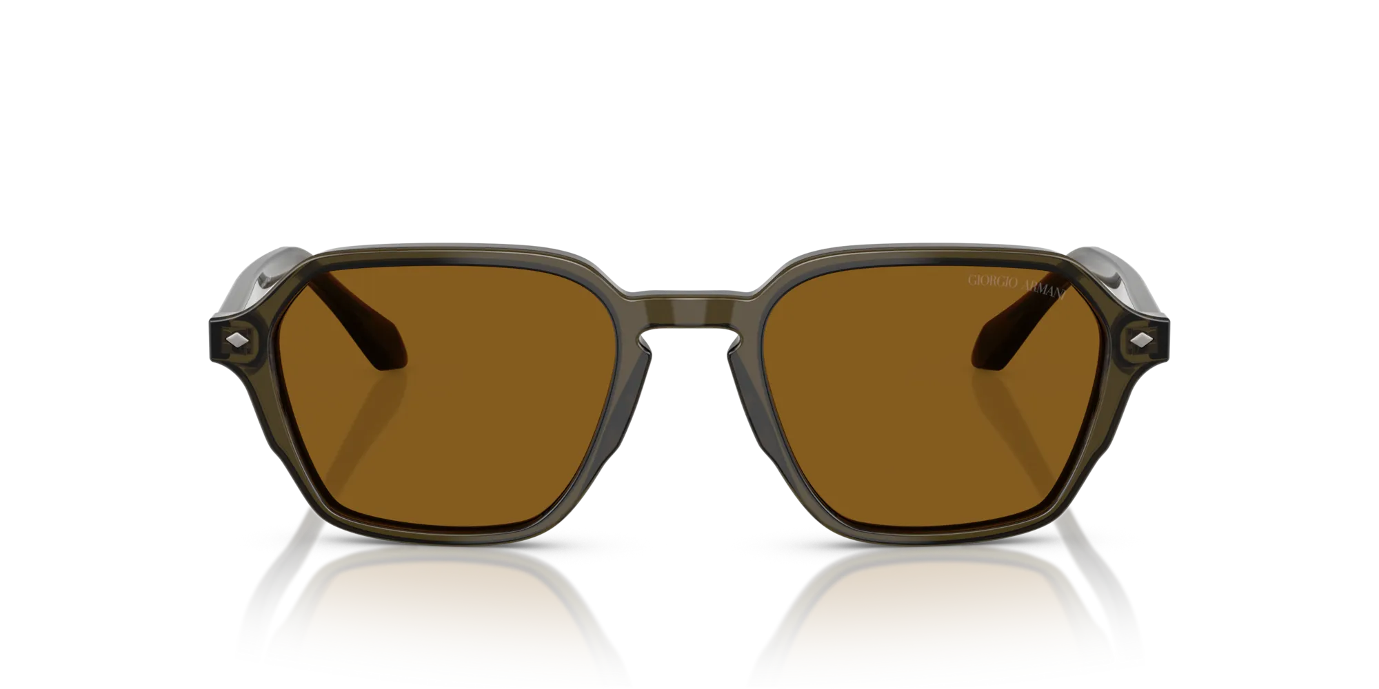 Giorgio Armani AR8220 616933 Occhiali da sole Acetato Verde Marrone Squadrata Normale - immagine 3