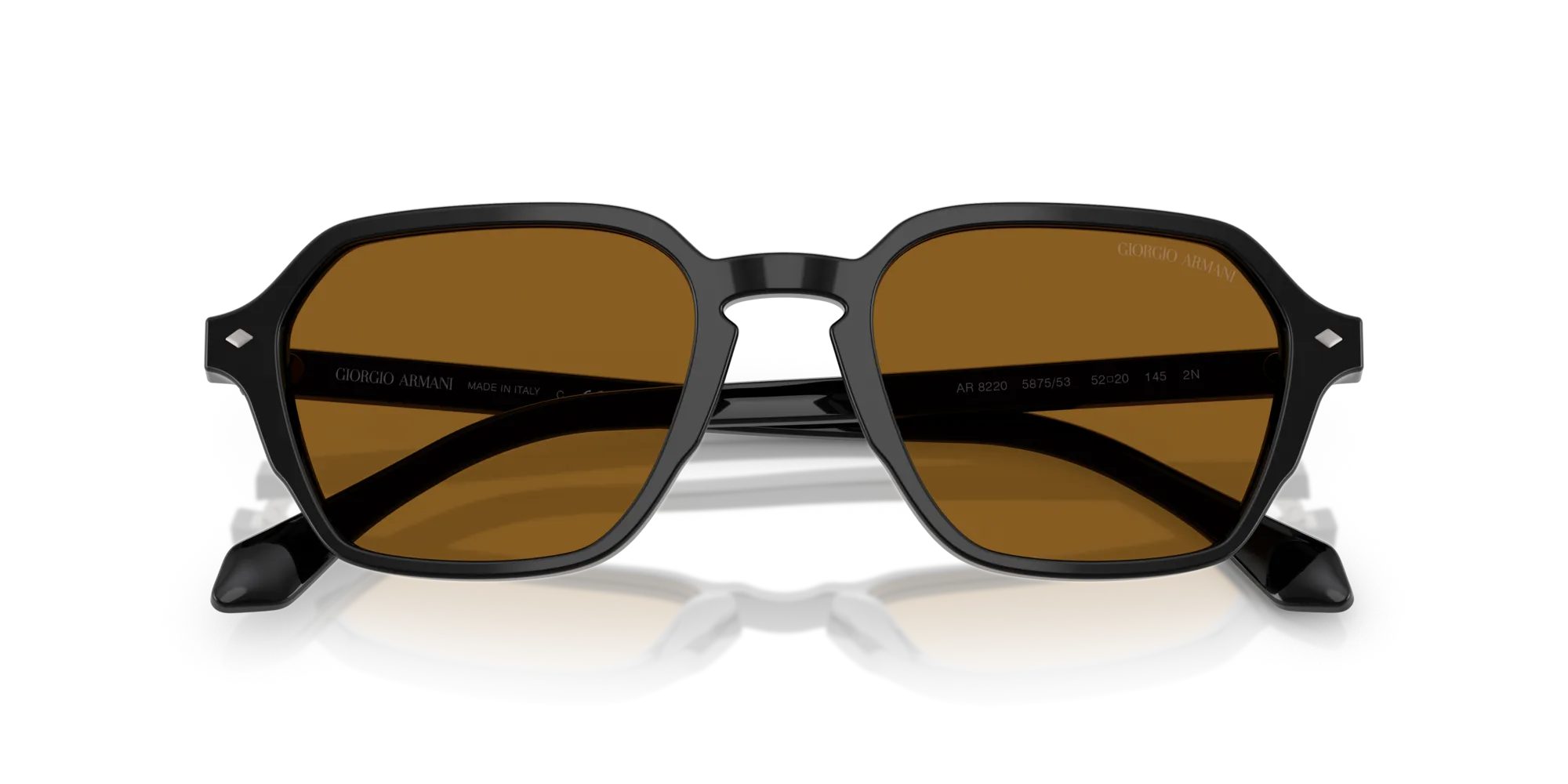 Giorgio Armani AR8220 587553 Occhiali da sole Acetato Nero Marrone Squadrata Normale - immagine 2