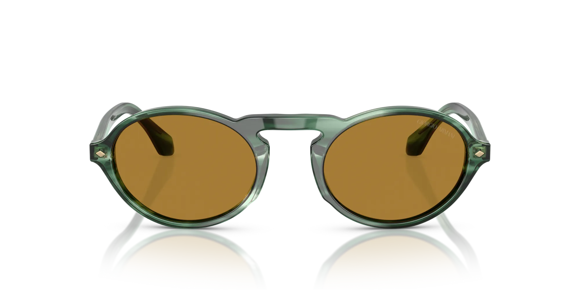 Giorgio Armani AR8219U 616453 Occhiali da sole Acetato Verde Marrone Rotonda Normale - immagine 3