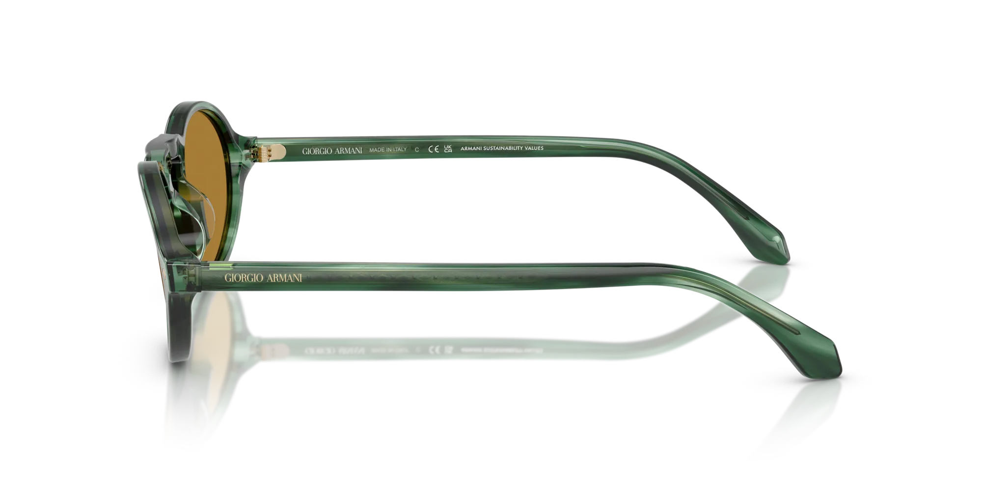 Giorgio Armani AR8219U 616453 Occhiali da sole Acetato Verde Marrone Rotonda Normale - immagine 4