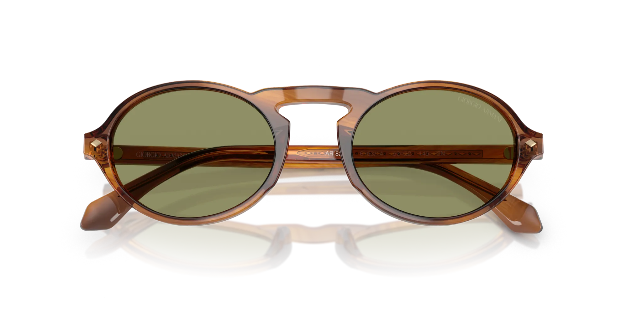 Giorgio Armani AR8219U 616314 Occhiali da sole Acetato Tartaruga Verde Rotonda Normale - immagine 2