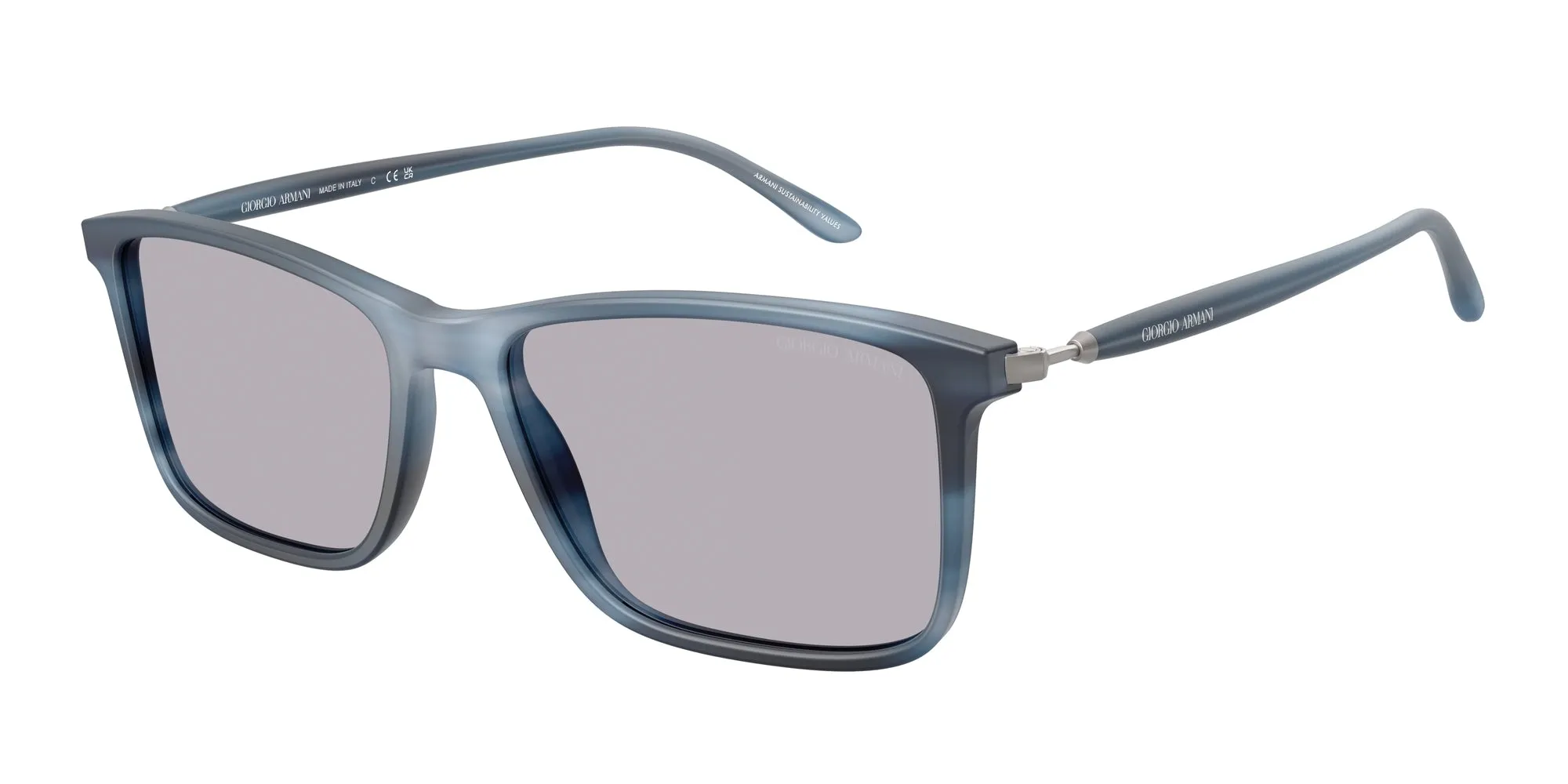 Giorgio Armani AR8218 6165M3 Occhiali da sole Acetato Blu Grigio Squadrata Fotocromatiche - immagine 1