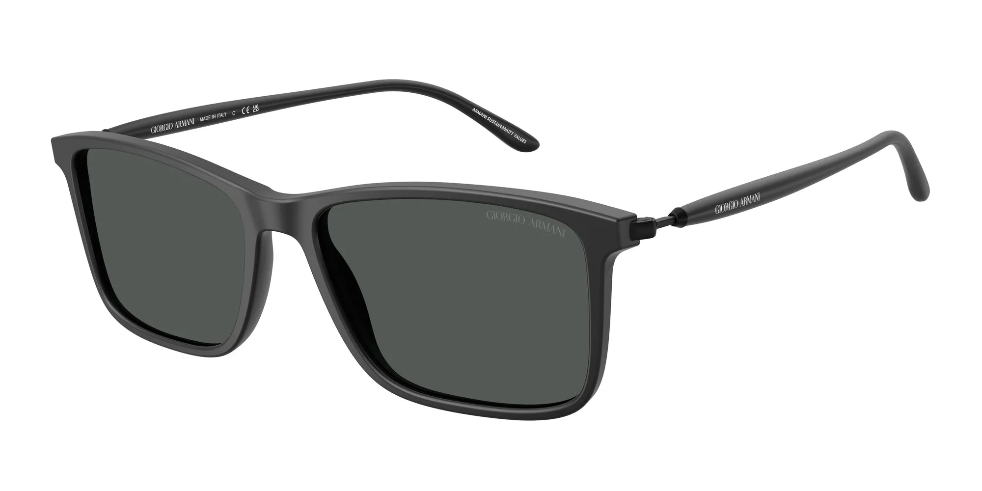 Giorgio Armani AR8218 587587 Occhiali da sole Acetato Nero Grigio Squadrata Normale - immagine 1