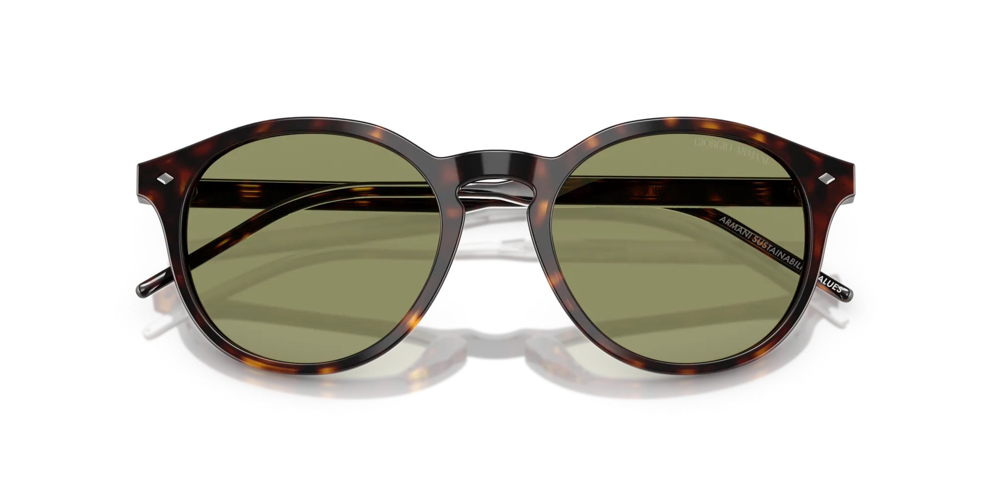 Giorgio Armani AR8211 587914 Occhiali da sole Acetato Tartaruga Verde Pantos Normale - immagine 2