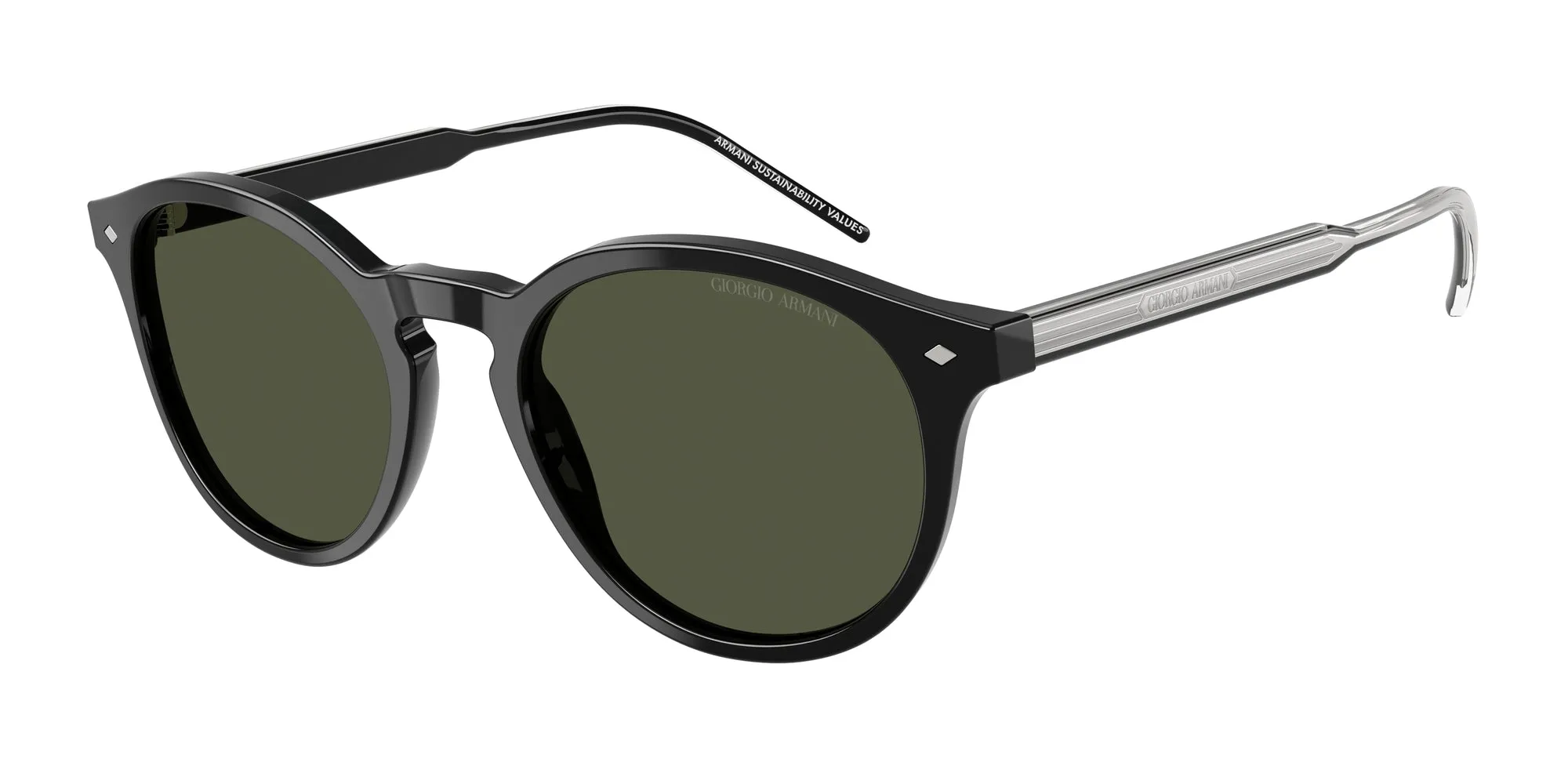 Giorgio Armani AR8211 587531 Occhiali da sole Acetato Nero Verde Pantos Normale - immagine 1