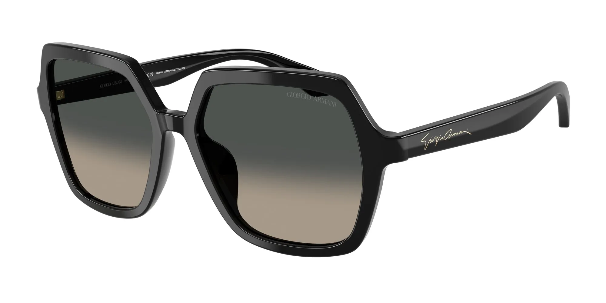 Giorgio Armani AR8193U 500119 Occhiali da sole Acetato Nero Grigio Squadrata Normale Sfumato - immagine 1
