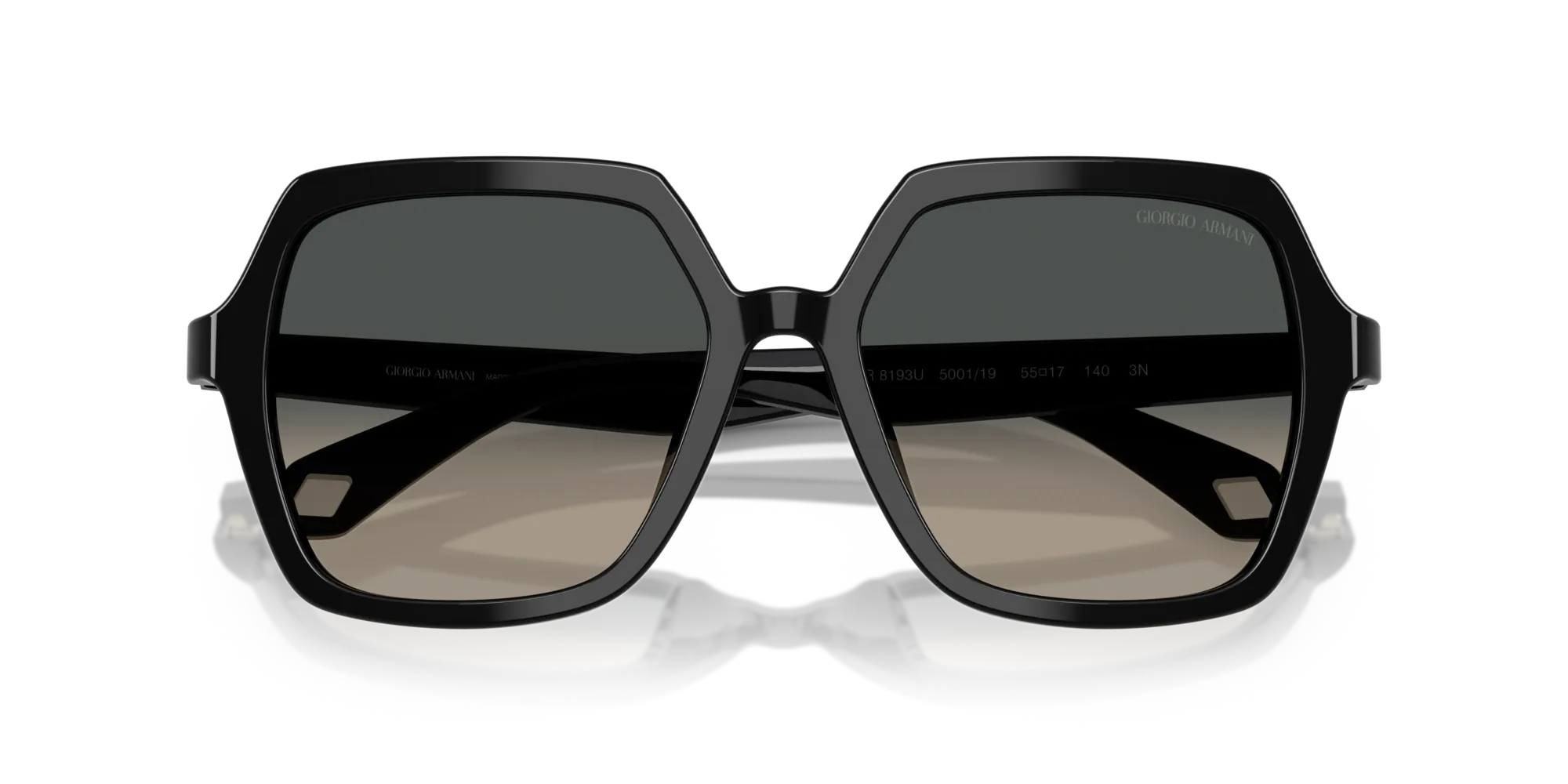 Giorgio Armani AR8193U 500119 Occhiali da sole Acetato Nero Grigio Squadrata Normale Sfumato - immagine 2