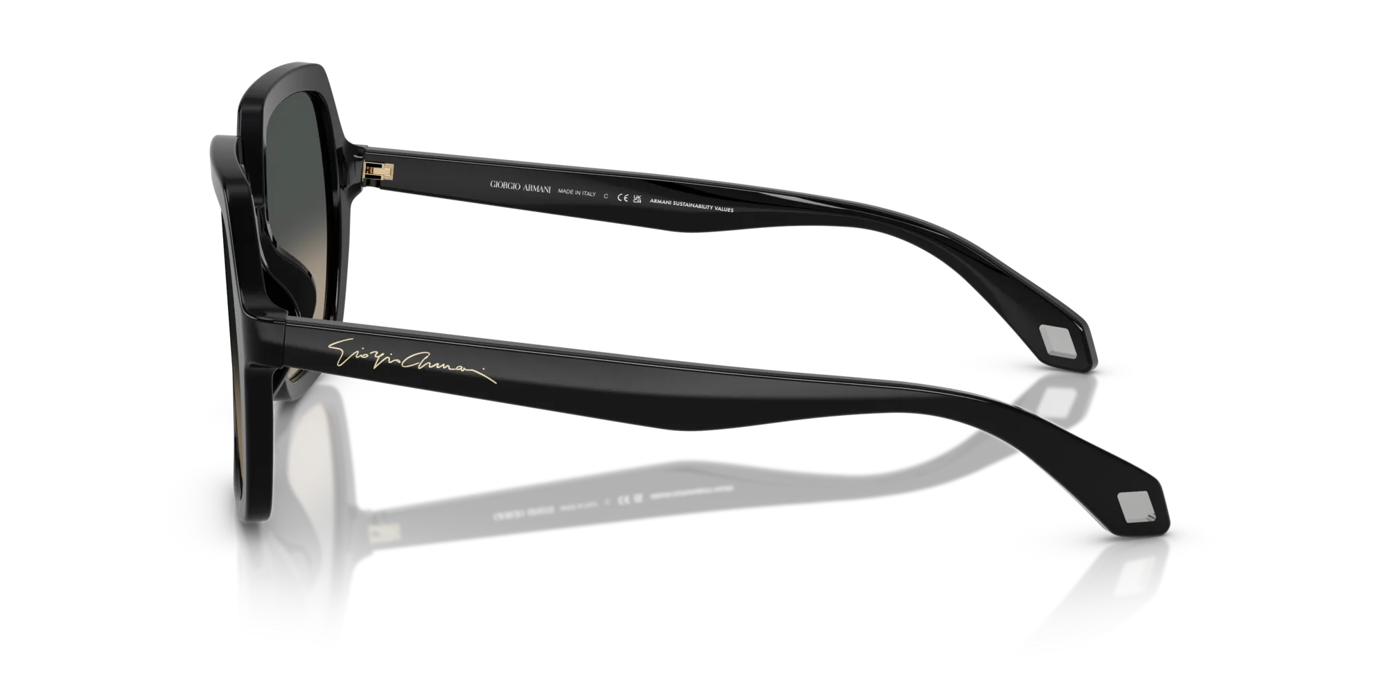 Giorgio Armani AR8193U 500119 Occhiali da sole Acetato Nero Grigio Squadrata Normale Sfumato - immagine 4