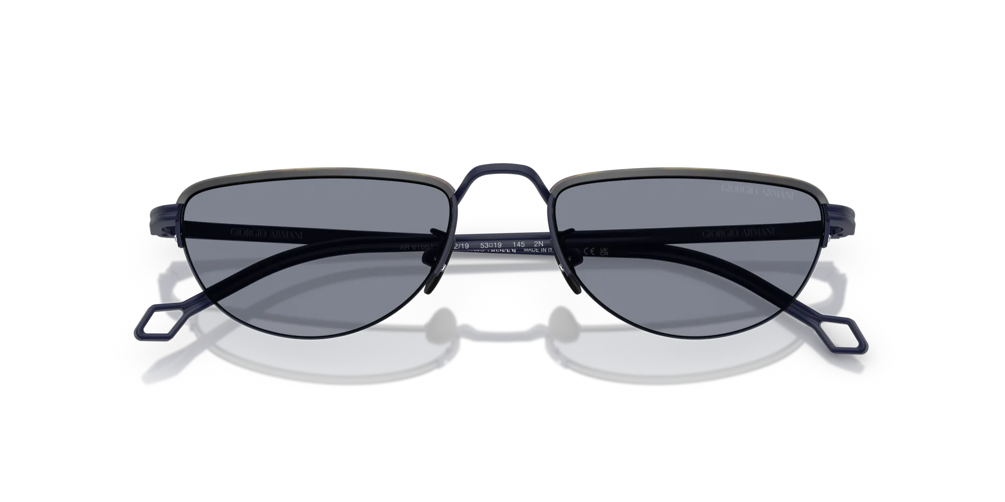 Giorgio Armani AR6166J 334219 Occhiali da sole Acciaio Blu Blu Farfalla Normale - immagine 2
