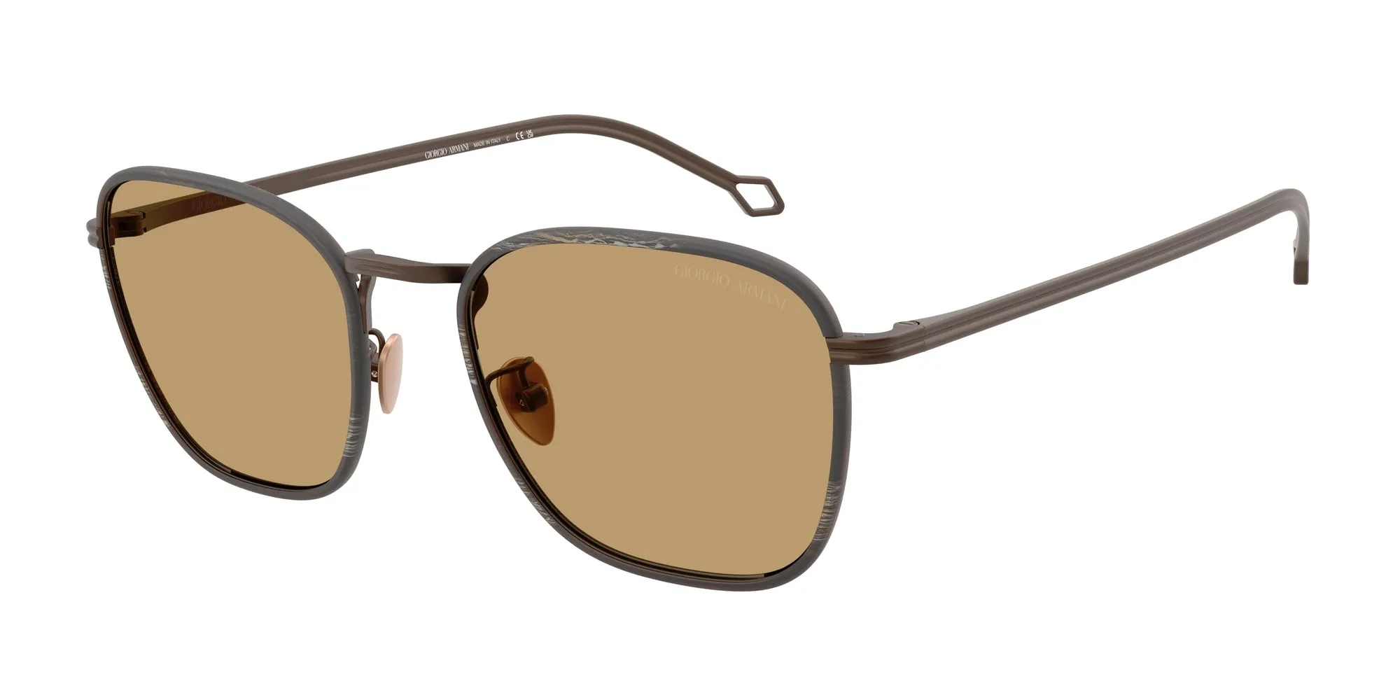 Giorgio Armani AR6164J 300673 Occhiali da sole Acciaio Bronzo Marrone Squadrata Normale - immagine 1