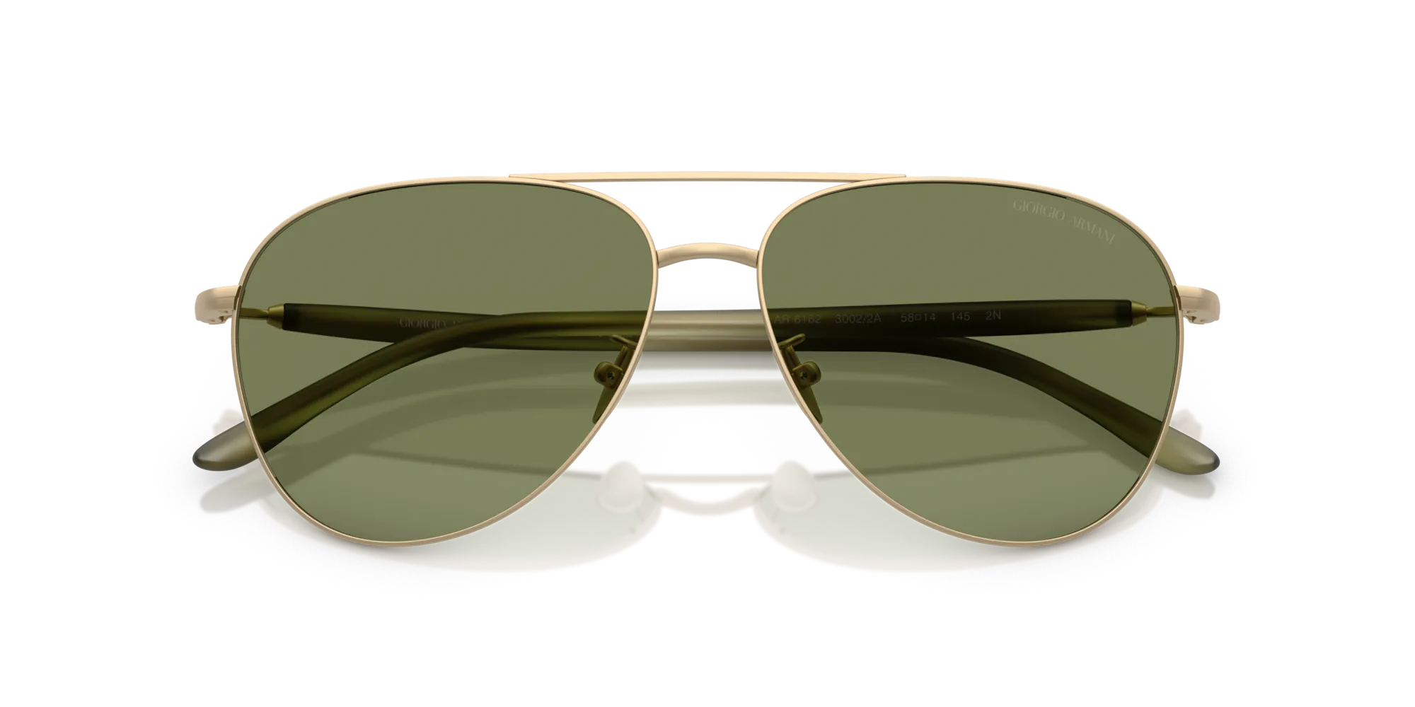 Giorgio Armani AR6162 30022A Occhiali da sole Acciaio Oro Verde Pilot Normale - immagine 2