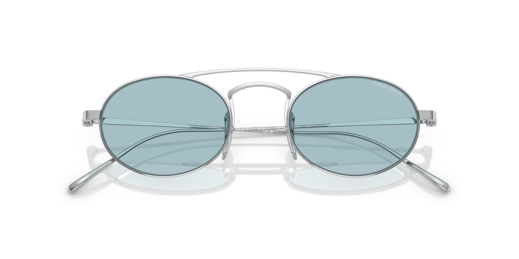 Giorgio Armani AR6161T 3387/1 Occhiali da sole Titanio Argento Blu Rotonda Normale - immagine 2