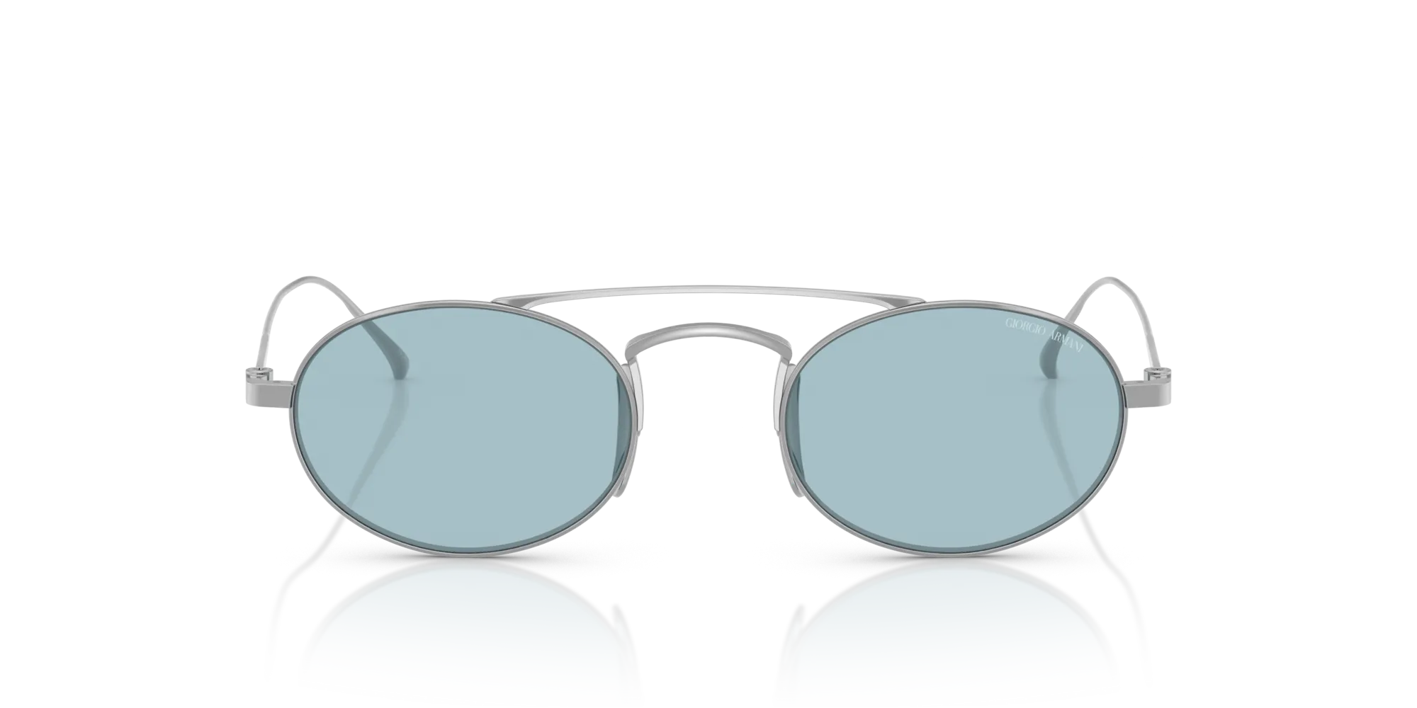Giorgio Armani AR6161T 3387/1 Occhiali da sole Titanio Argento Blu Rotonda Normale - immagine 3