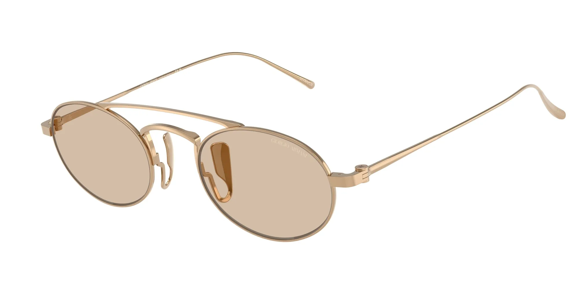 Giorgio Armani AR6161T 338693 Occhiali da sole Titanio Oro Marrone Rotonda Normale - immagine 1