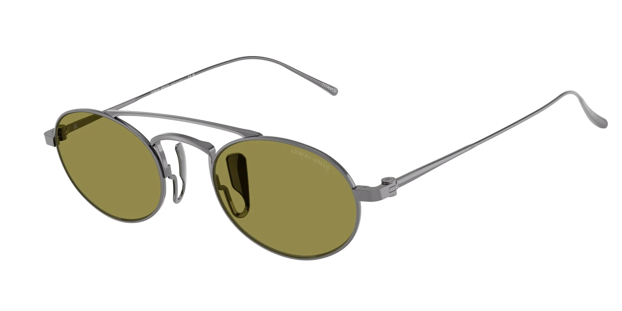 Giorgio Armani AR6161T 3385/2 Occhiali da sole Titanio Grigio Verde Rotonda Normale - immagine 1
