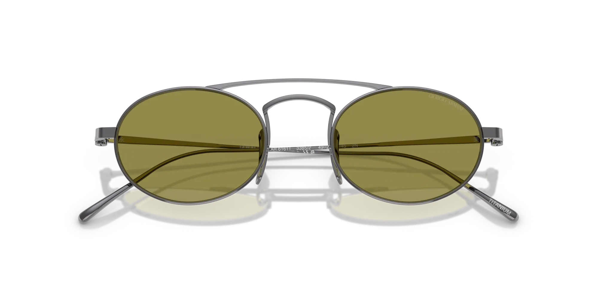 Giorgio Armani AR6161T 3385/2 Occhiali da sole Titanio Grigio Verde Rotonda Normale - immagine 2