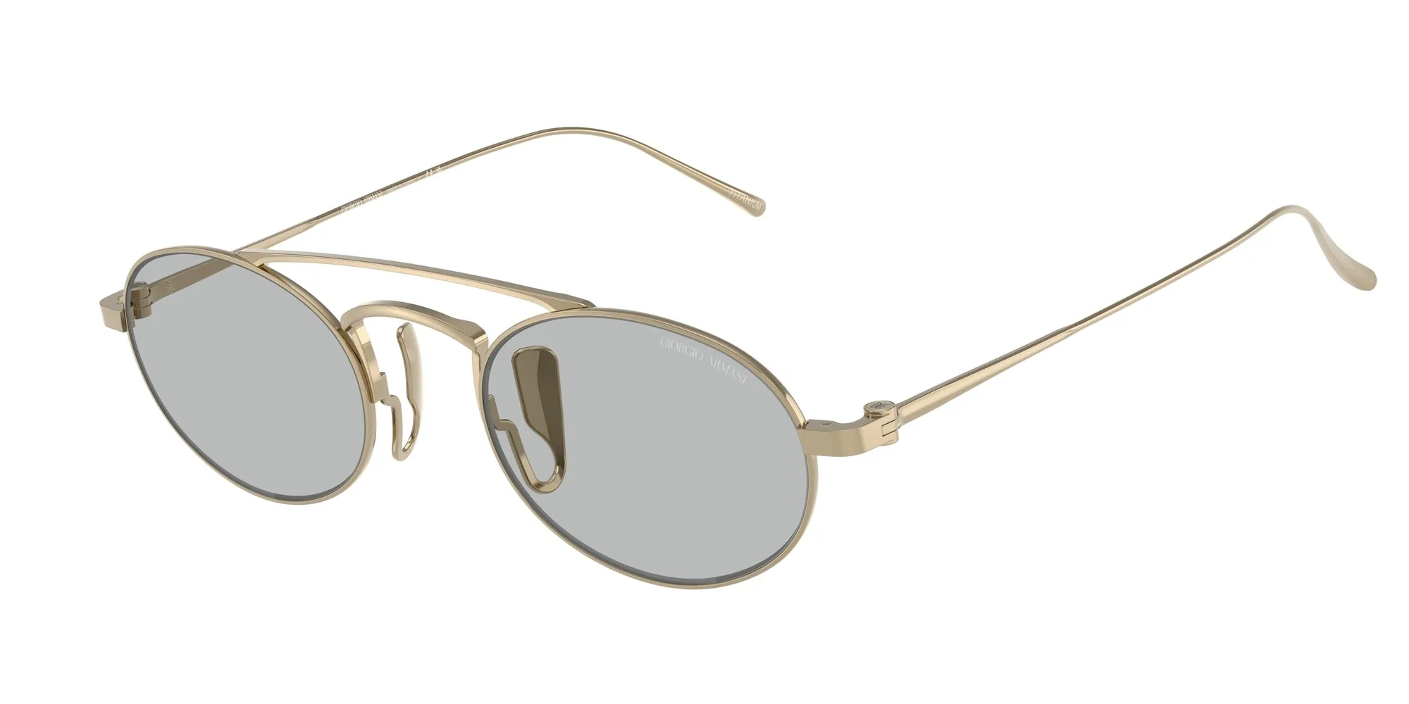 Giorgio Armani AR6161T 338487 Occhiali da sole Titanio Oro Grigio Rotonda Normale - immagine 1