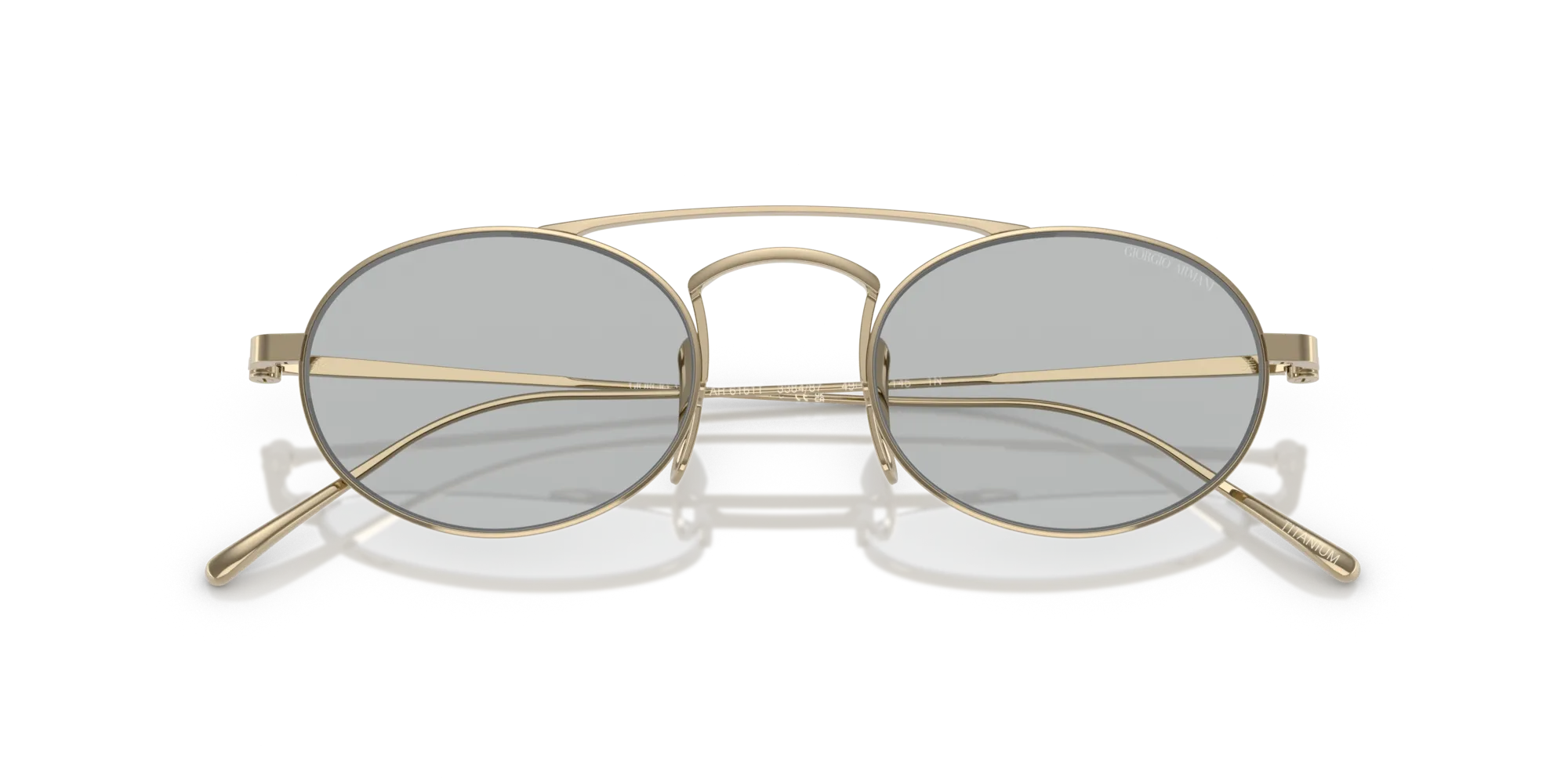 Giorgio Armani AR6161T 338487 Occhiali da sole Titanio Oro Grigio Rotonda Normale - immagine 2