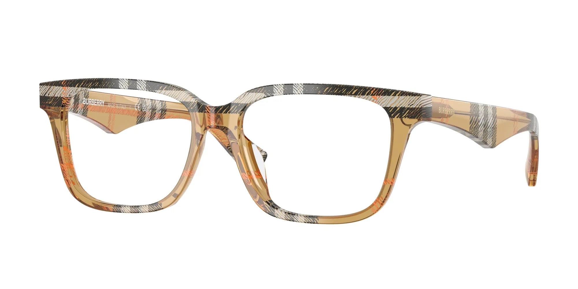 Burberry BE2425D 4146 Montature da vista Acetato Marrone Trasparente Squadrata Normale - immagine 1