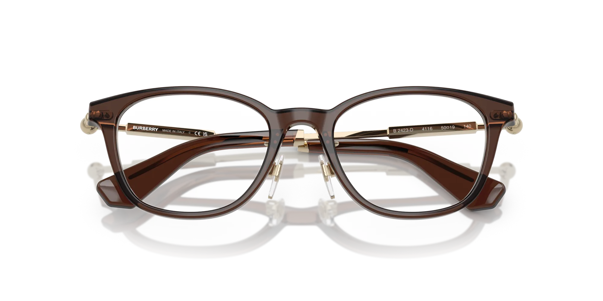 Burberry BE2423D 4116 Montature da vista Acetato Marrone Trasparente Squadrata Normale - immagine 2