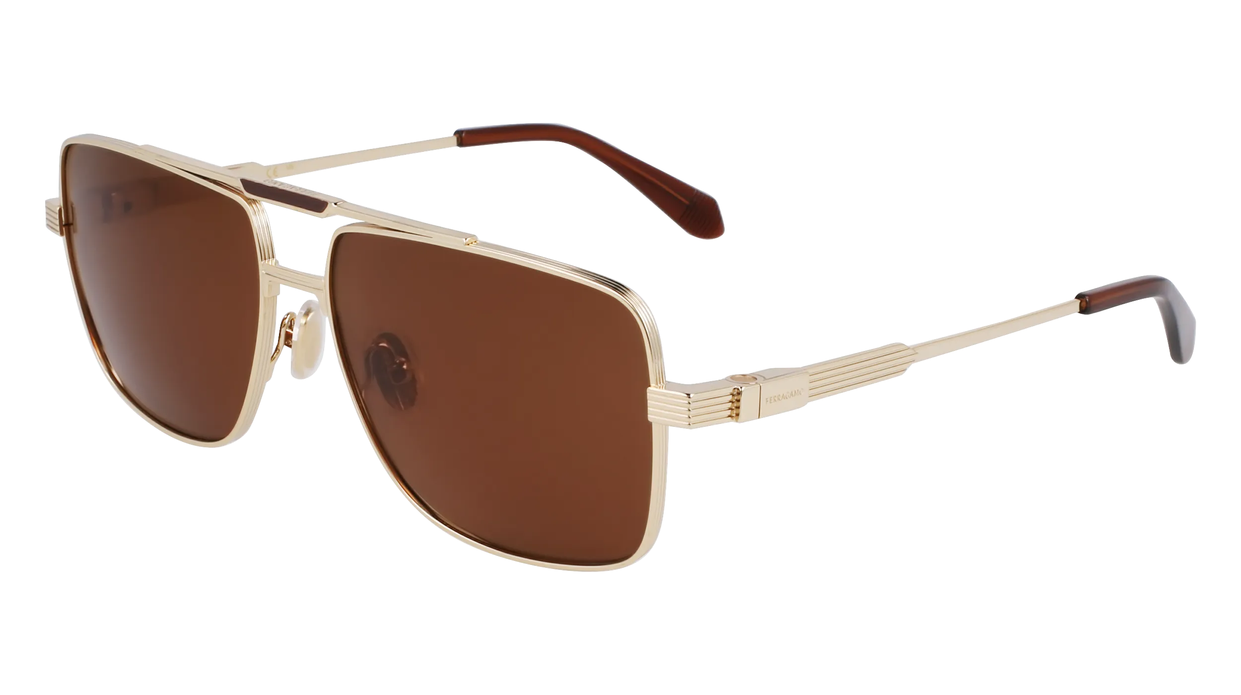 Ferragamo SF318SP 710 Occhiali da sole Titanio Oro Squadrata Normale - immagine 1