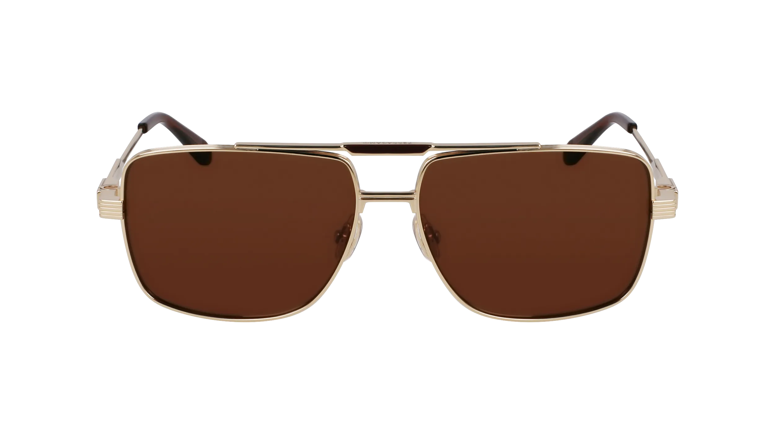 Ferragamo SF318SP 710 Occhiali da sole Titanio Oro Squadrata Normale - immagine 2