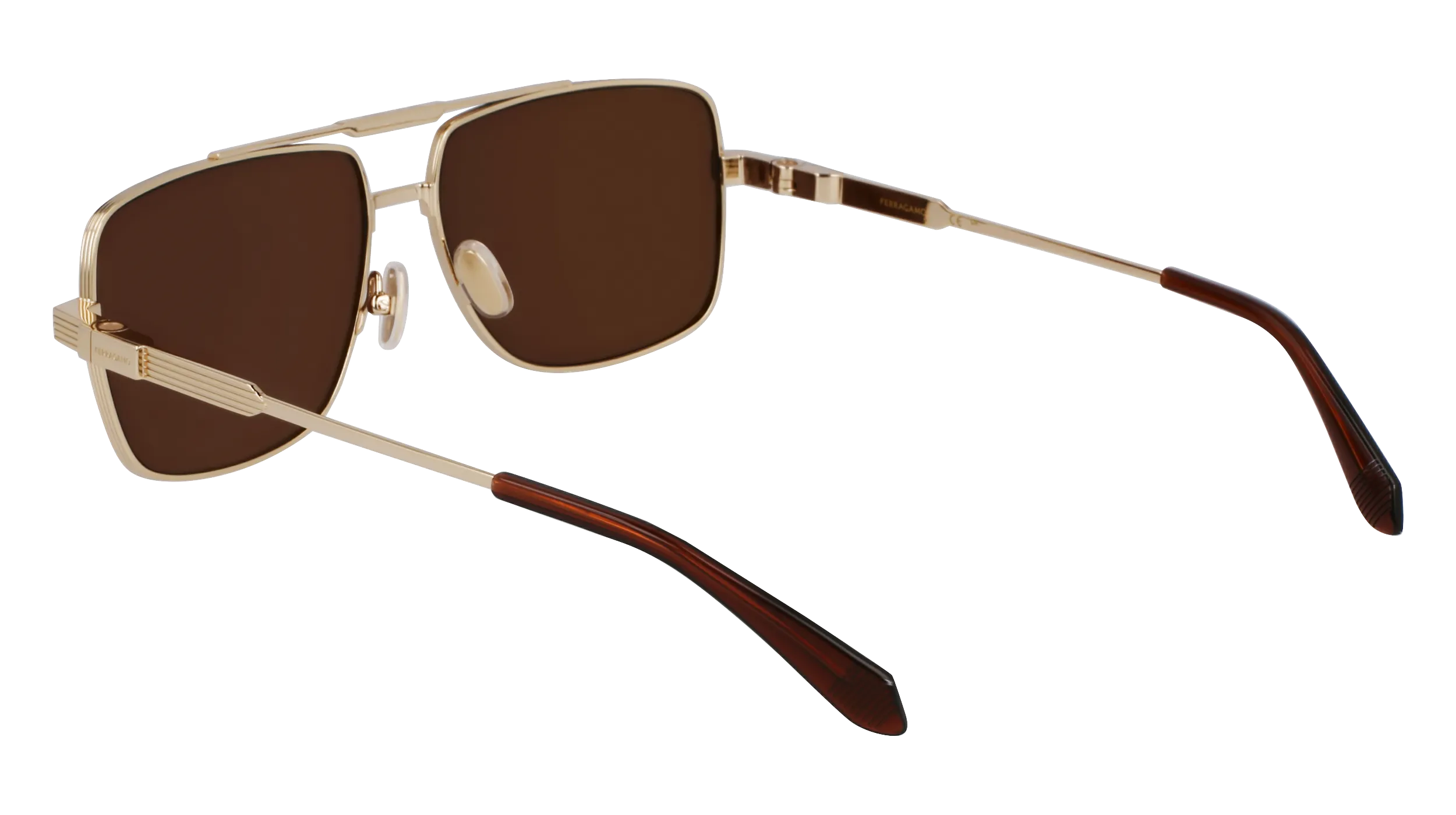 Ferragamo SF318SP 710 Occhiali da sole Titanio Oro Squadrata Normale - immagine 4