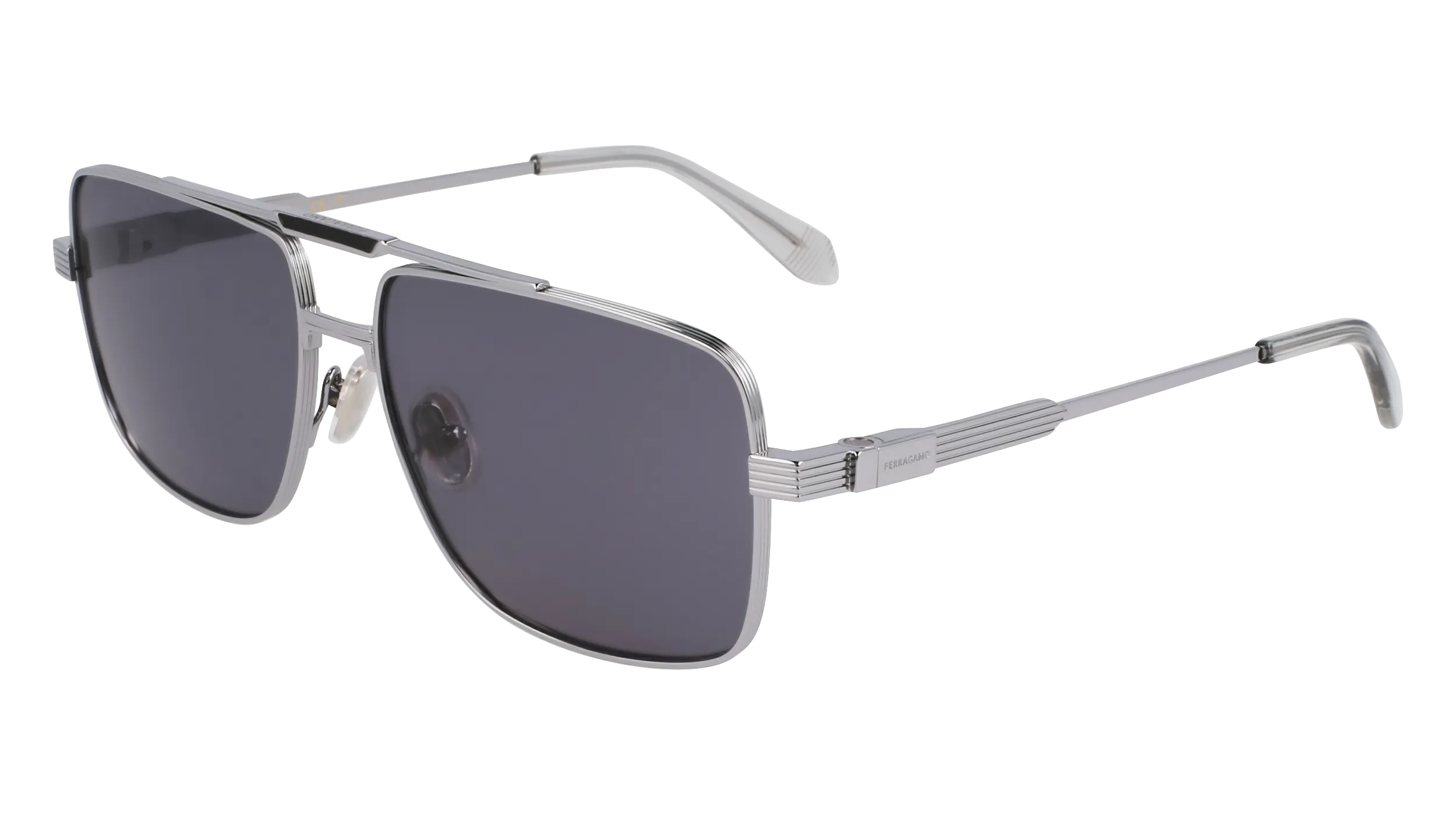Ferragamo SF318SP 021 Occhiali da sole Titanio Rutenio Squadrata Normale - immagine 1