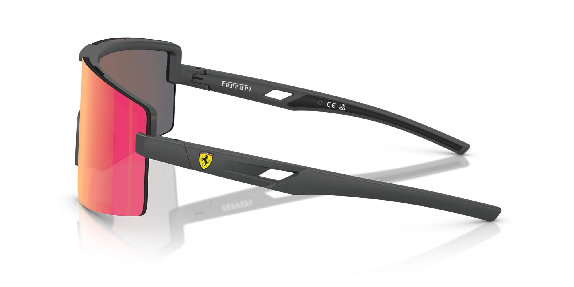 Ferrari Scuderia FZ6008U 517/6Q Occhiali da sole Iniettato Grigio Rosso Squadrata Specchiate - immagine 4