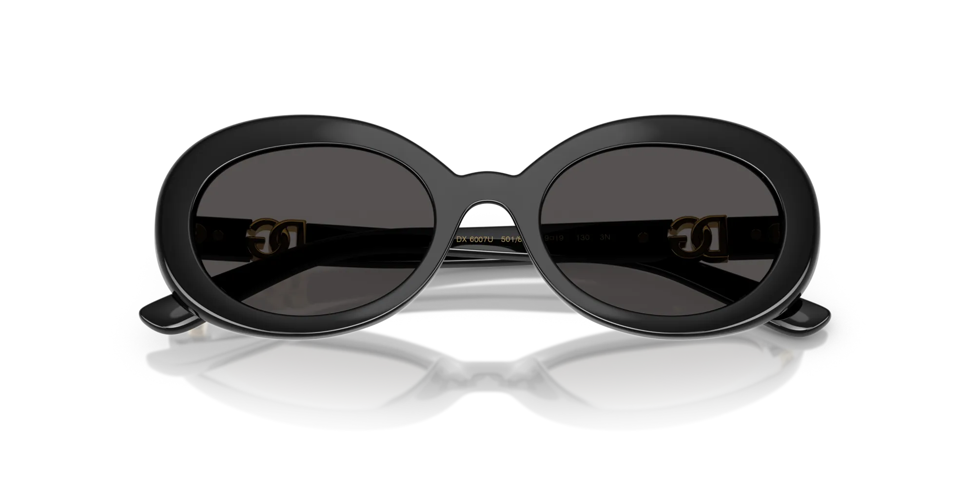 Dolce & Gabbana DX6007U 501/87 Occhiali da sole Iniettato Nero Grigio Rotonda Normale - immagine 2