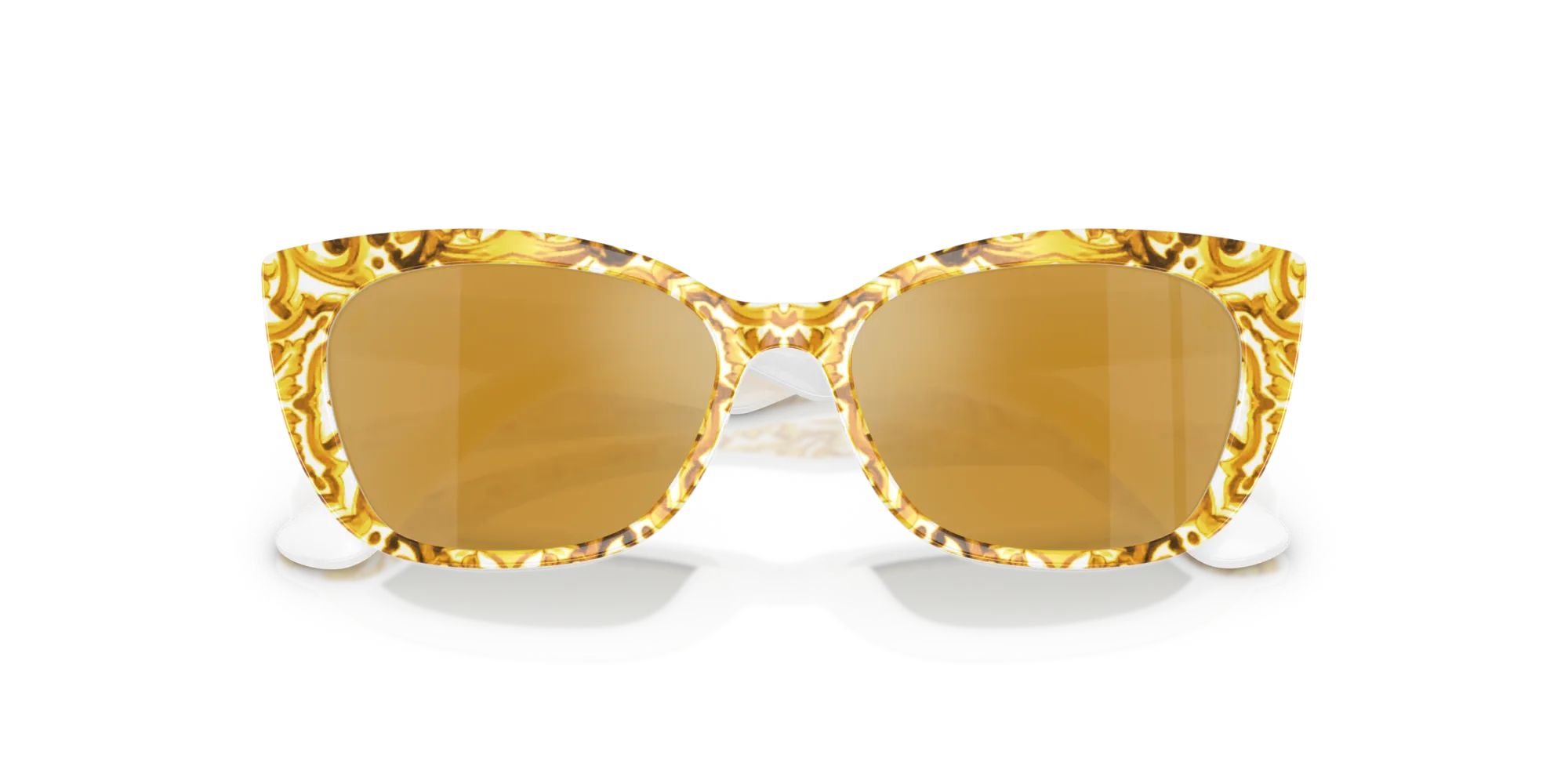 Dolce & Gabbana DX4427 34347P Occhiali da sole Acetato Giallo Marrone Cat Eye Specchiate - immagine 2