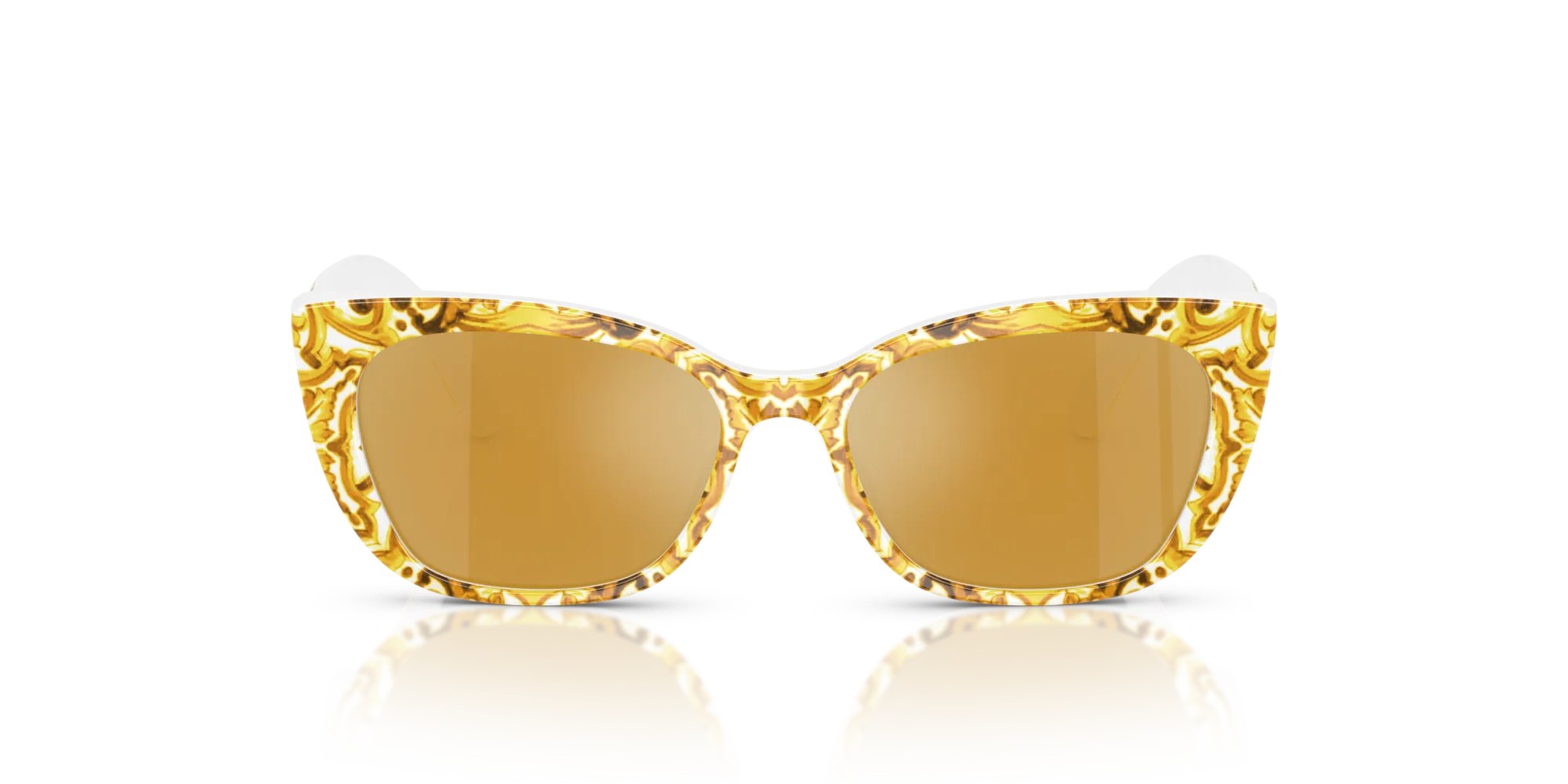 Dolce & Gabbana DX4427 34347P Occhiali da sole Acetato Giallo Marrone Cat Eye Specchiate - immagine 3