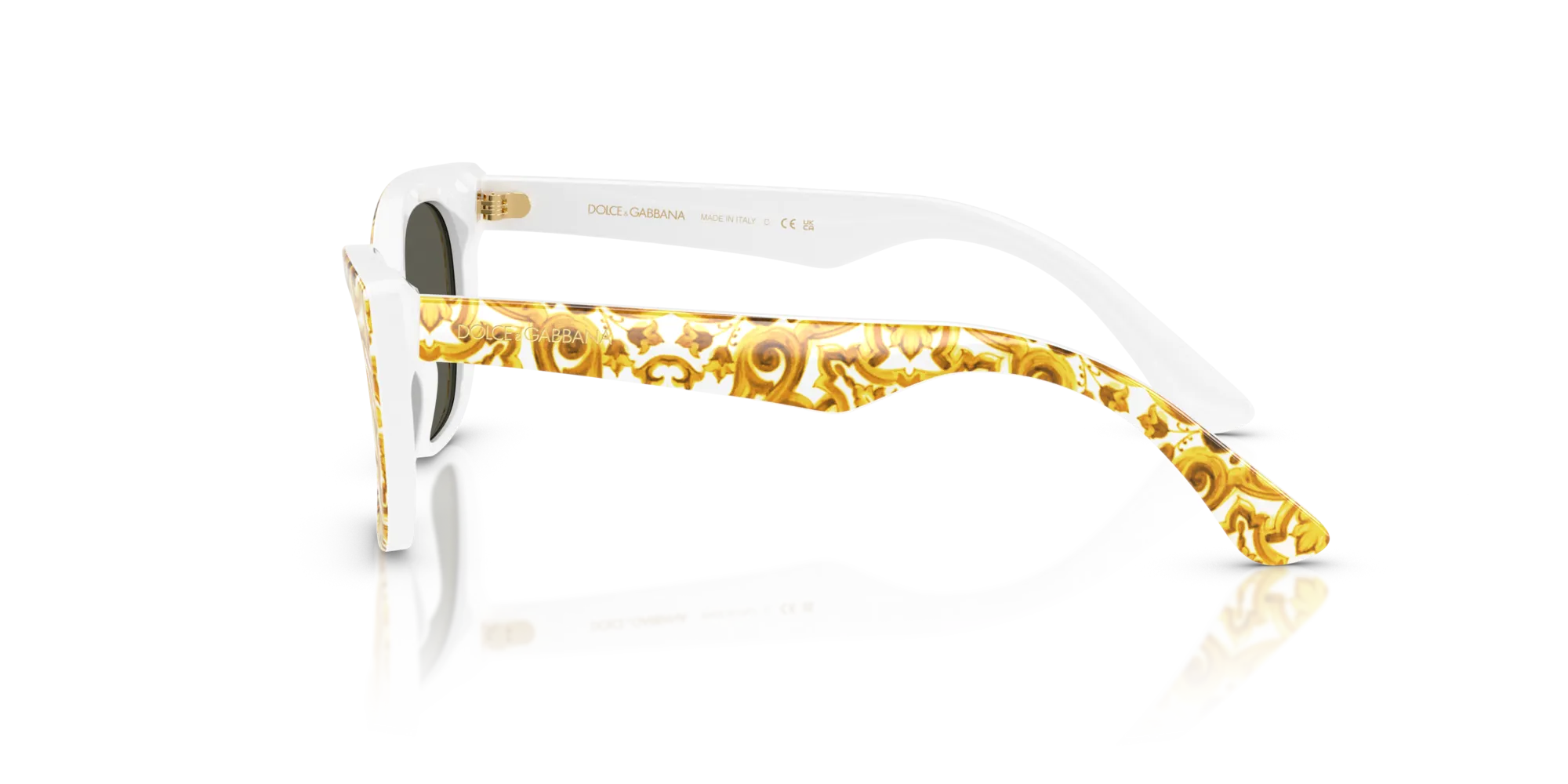 Dolce & Gabbana DX4427 34347P Occhiali da sole Acetato Giallo Marrone Cat Eye Specchiate - immagine 4