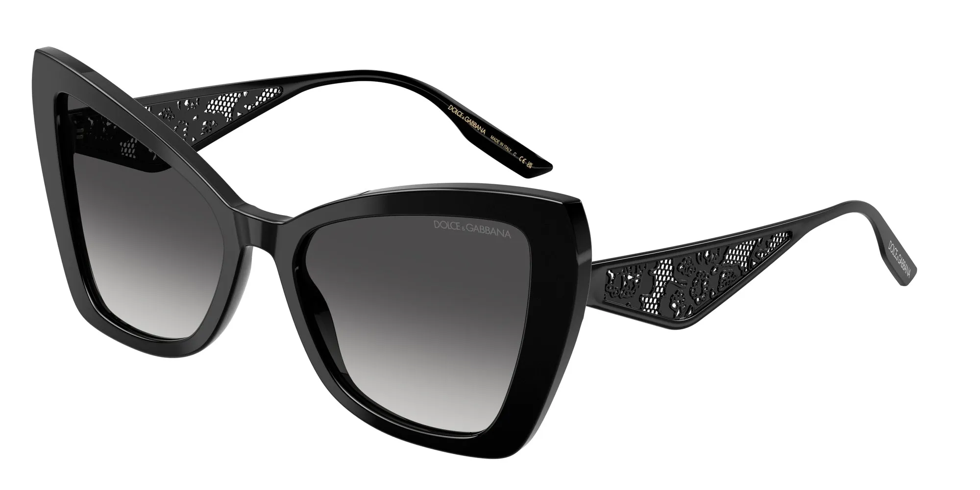 Dolce & Gabbana DG4489 501/8G Occhiali da sole Acetato Nero Grigio Cat Eye Normale Sfumato - immagine 1