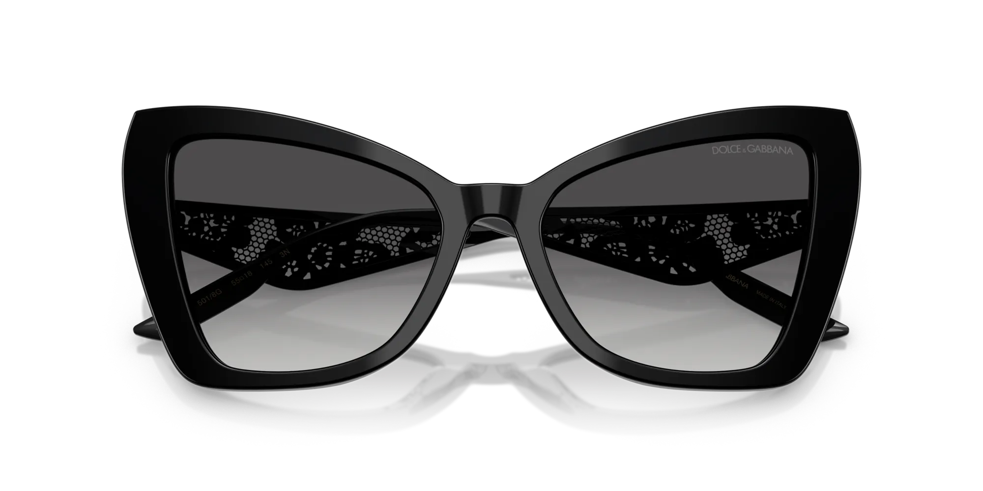 Dolce & Gabbana DG4489 501/8G Occhiali da sole Acetato Nero Grigio Cat Eye Normale Sfumato - immagine 2