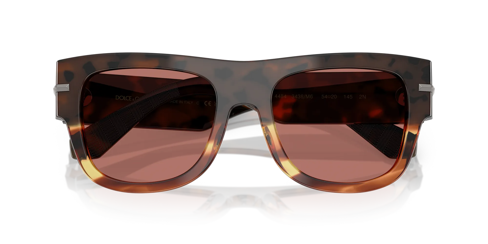 Dolce & Gabbana DG4484 3438M6 Occhiali da sole Acetato Marrone Bordeaux Squadrata Normale - immagine 2