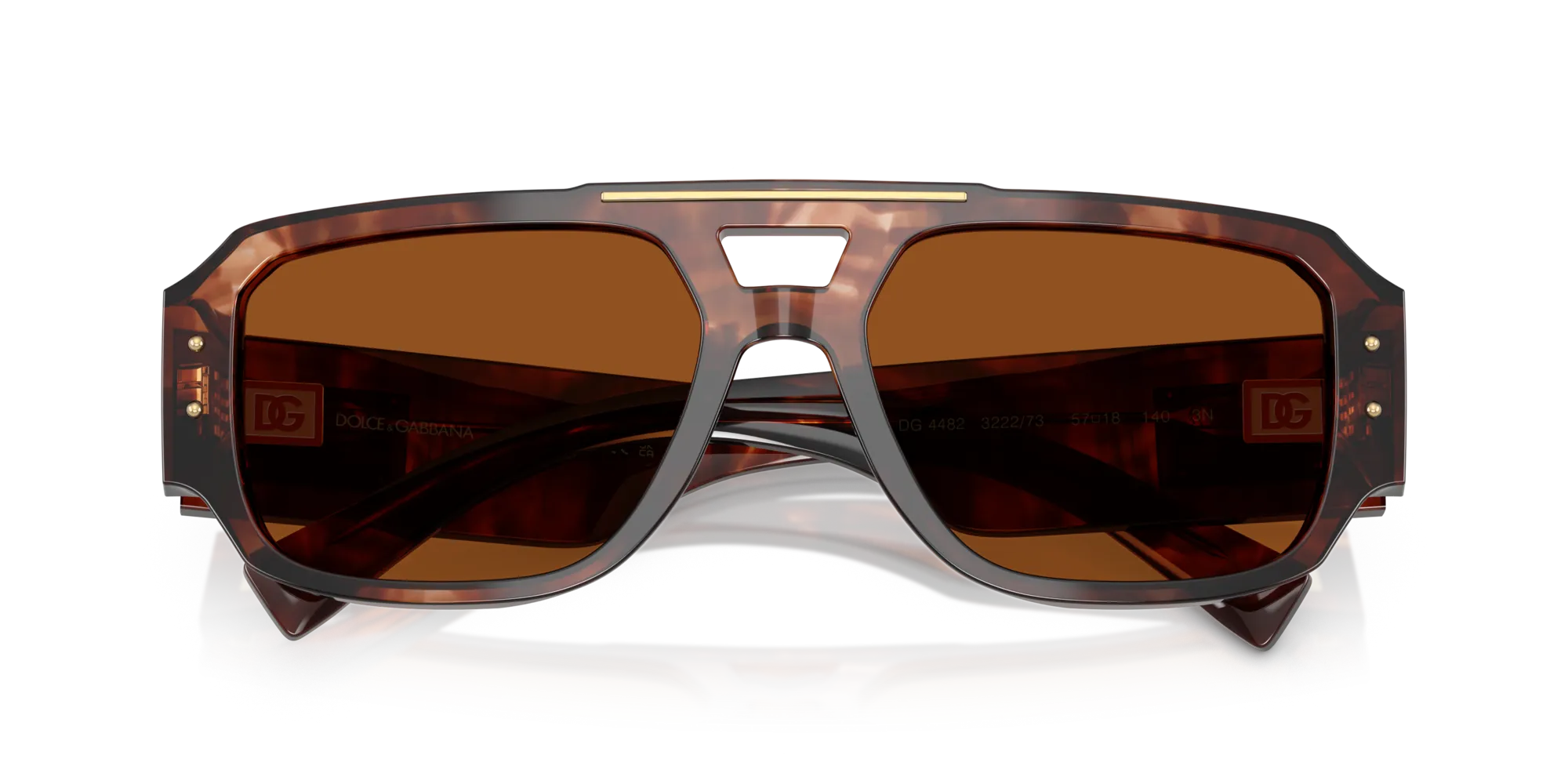 Dolce & Gabbana DG4482 322273 Occhiali da sole Acetato Rosso Marrone Pilot Normale - immagine 2