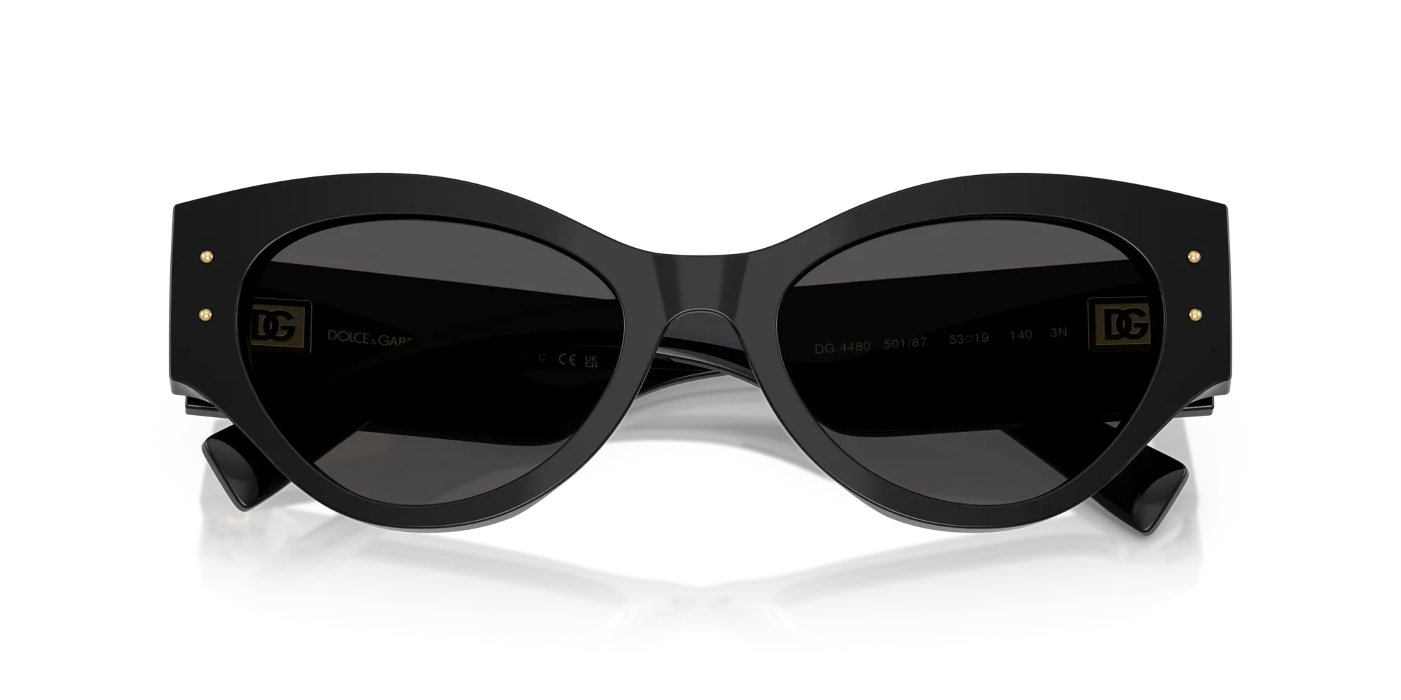 Dolce & Gabbana DG4480 501/87 Occhiali da sole Acetato Nero Grigio Farfalla Normale - immagine 2